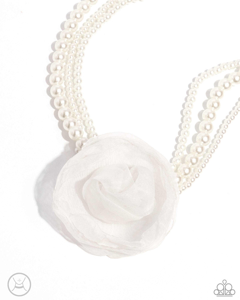 Radiant Rosette White Necklace - Jewelry by Bretta