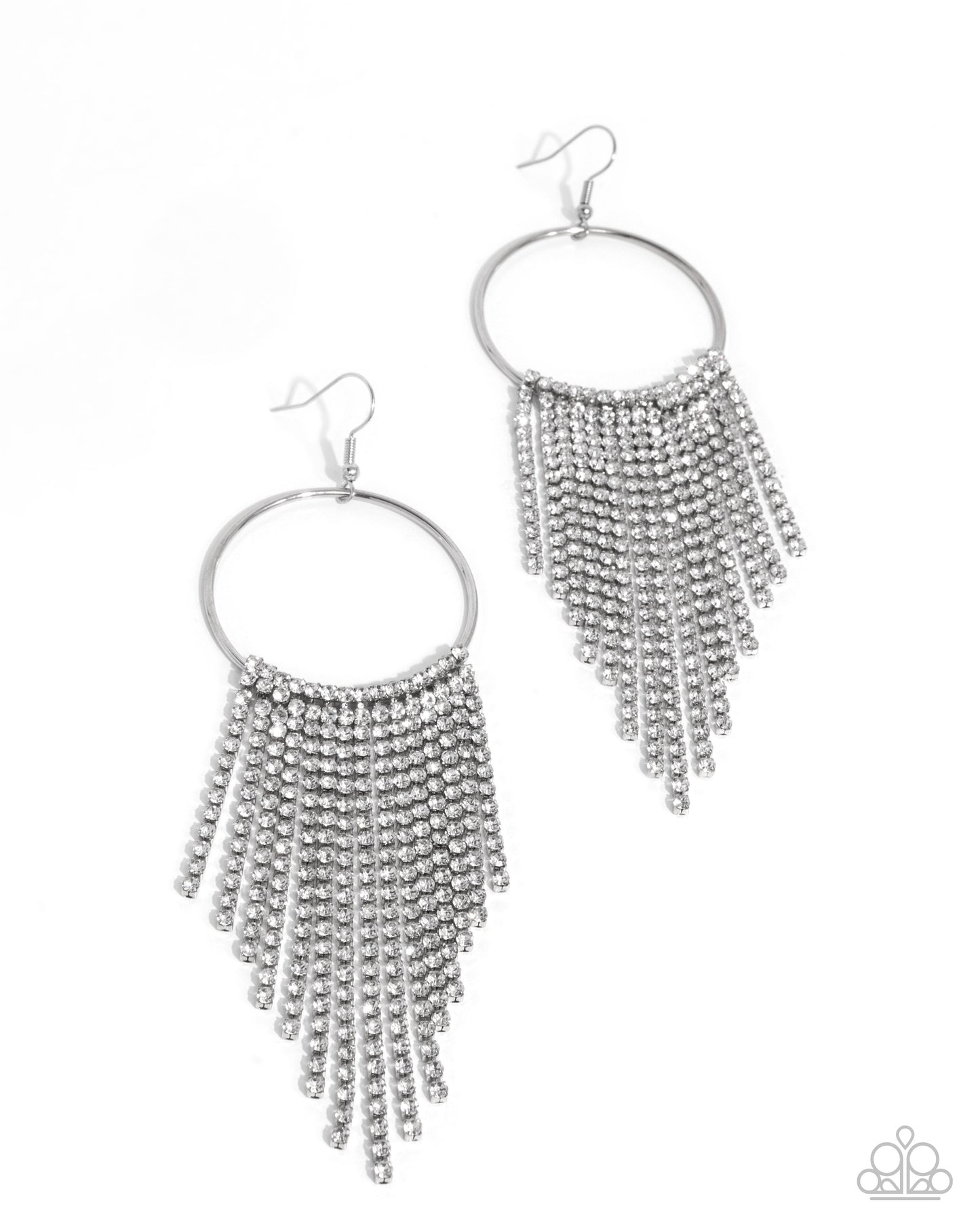 Streamlined Shimmer white Rhinestone Earrings - Jewelry by Bretta