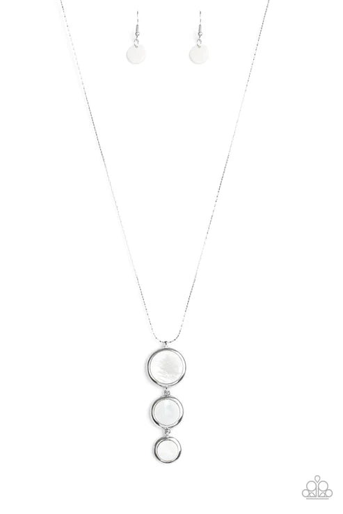 Necklace with three circular pendants on a white background