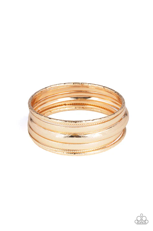 Basic Bauble Gold Bangle Bracelets - Jewelry by Bretta