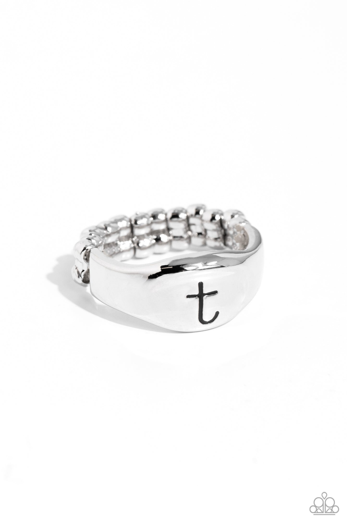 Monogram Memento Silver - T Ring - Jewelry by Bretta