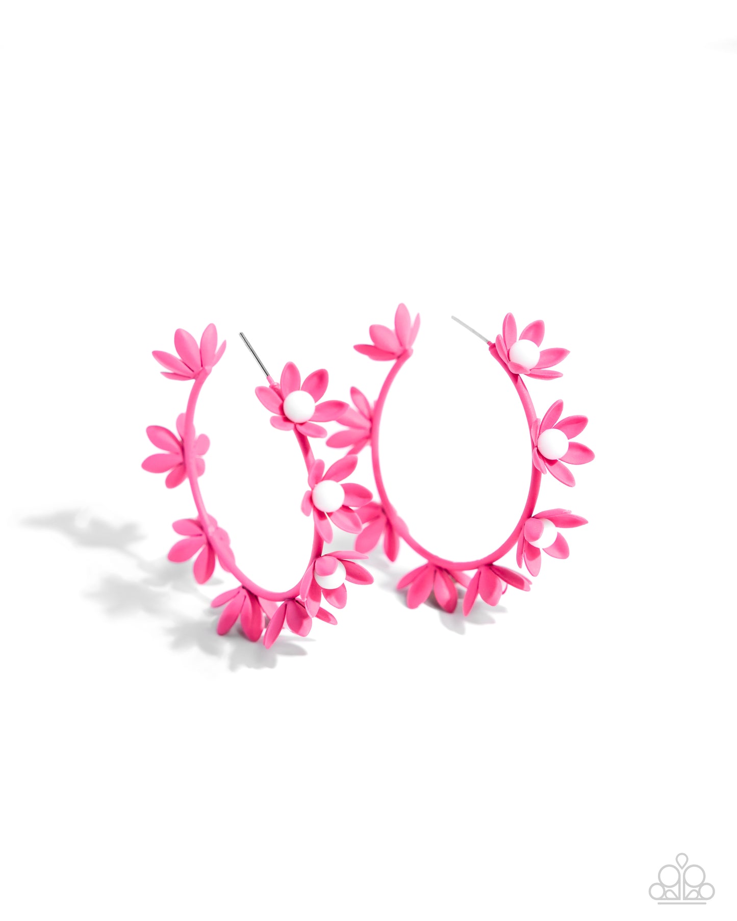 Flower Vine Pink Hoop Earrings - Jewelry by Bretta