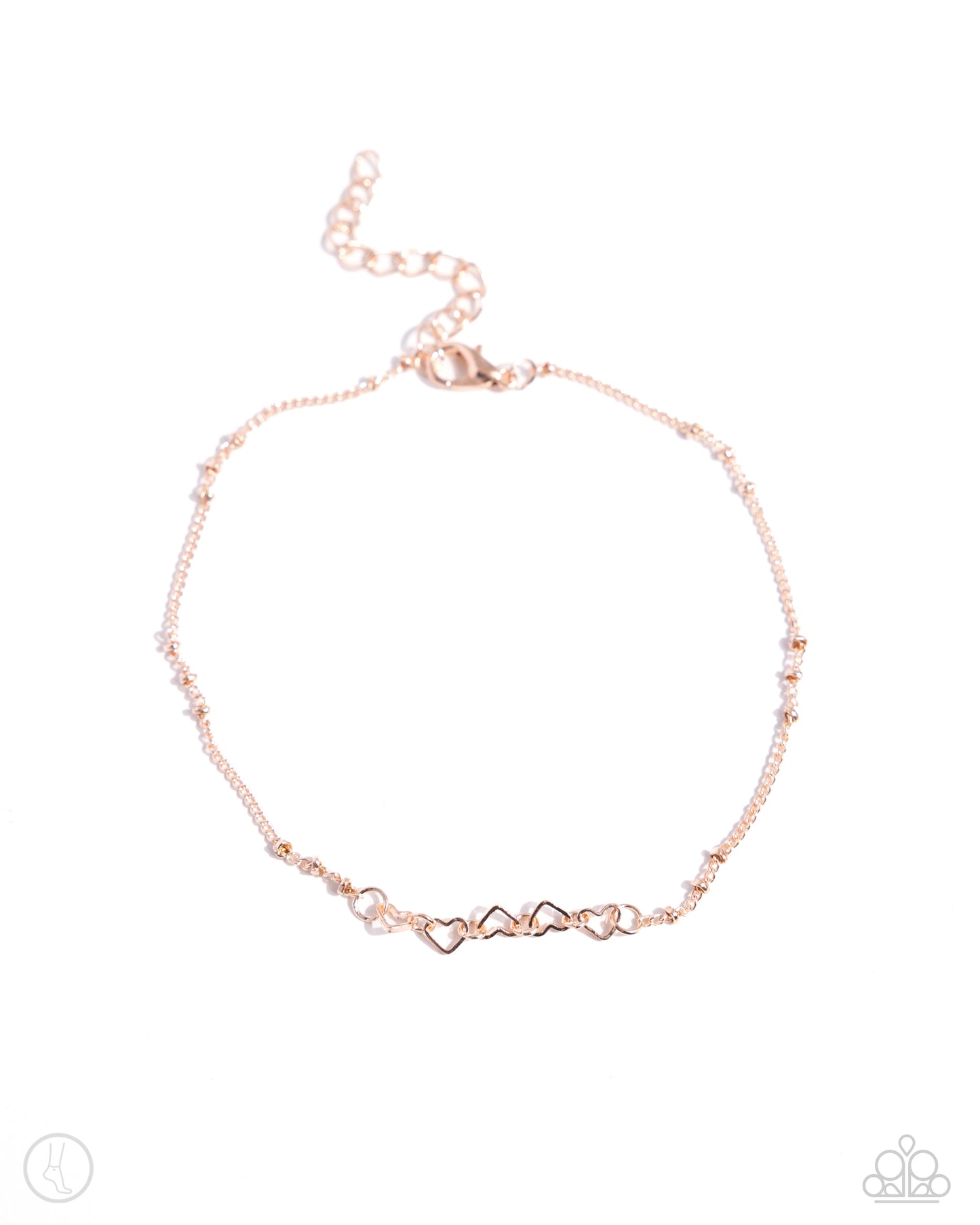 Satellite Shimmer Rose Gold Heart Anklet - Jewelry by Bretta
