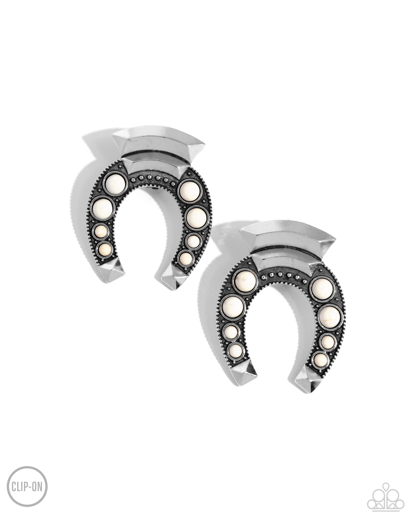 Harmonious Horseshoe White Clip On Earrings - Jewelry by Bretta
