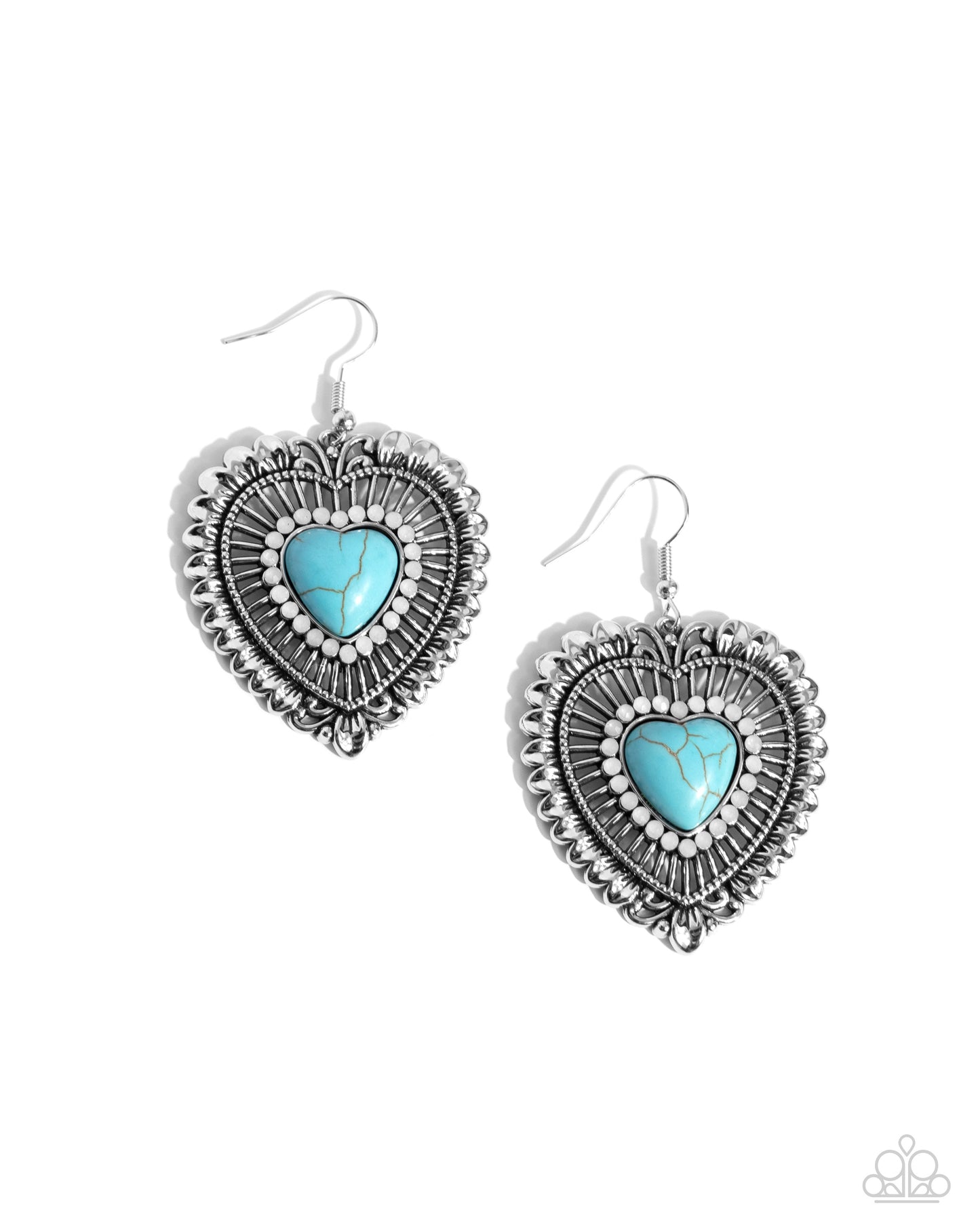 Antiqued Advocate Blue Turquoise Heart Earrings - Jewelry by Bretta