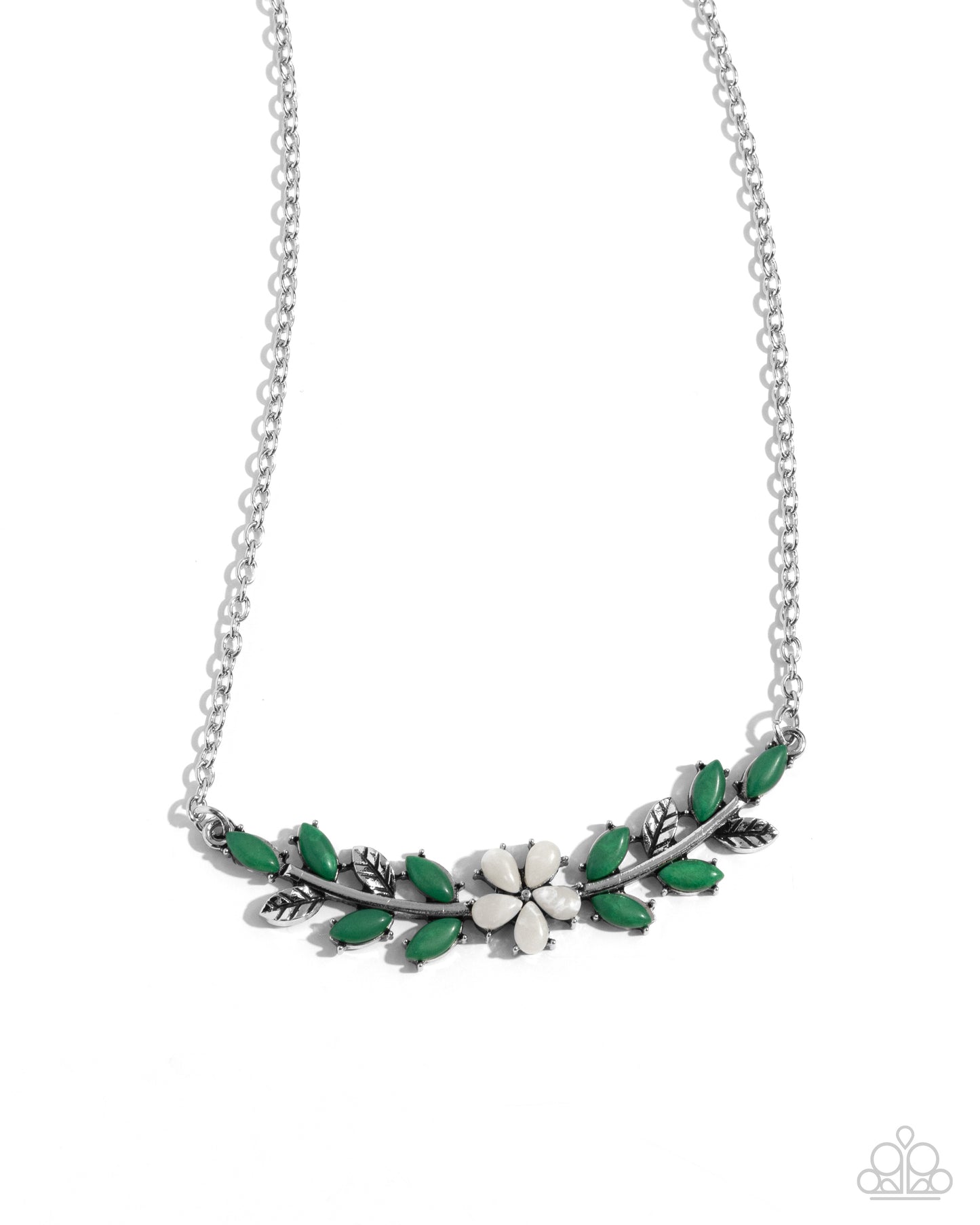 Leafy Layover White Necklace - Jewelry by Bretta