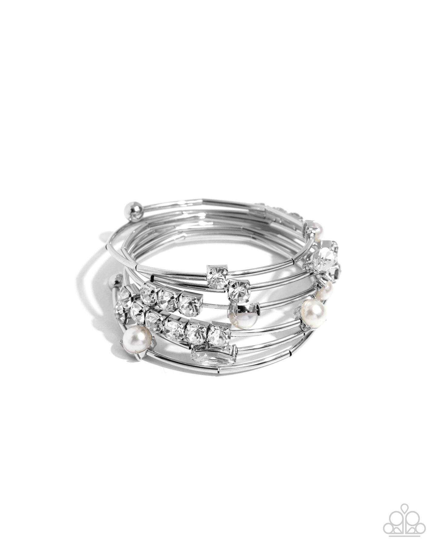 Showtime Sparkle White Coil Bracelet - Jewelry by Bretta