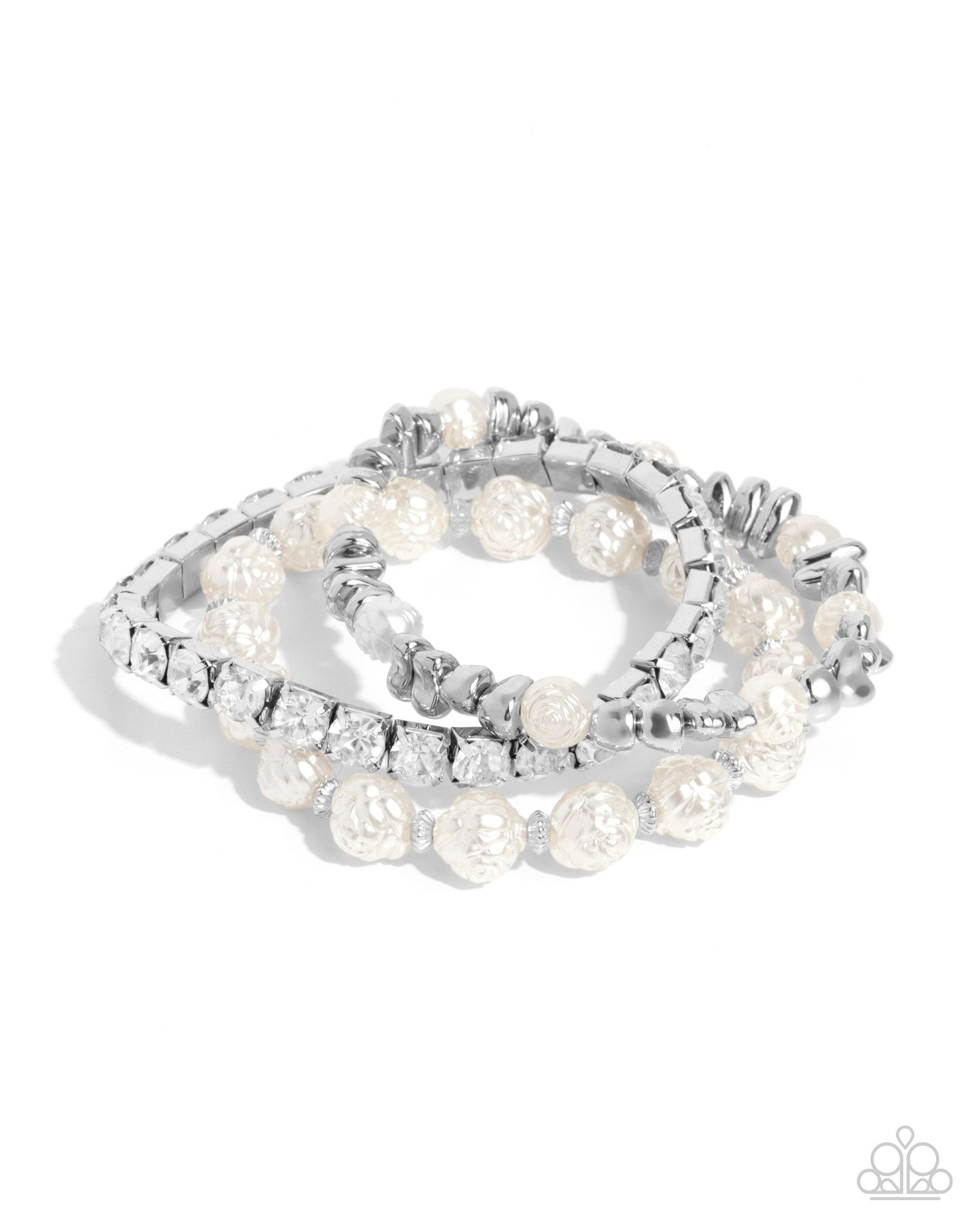 Fair Florals White Bracelet - Jewelry by Bretta