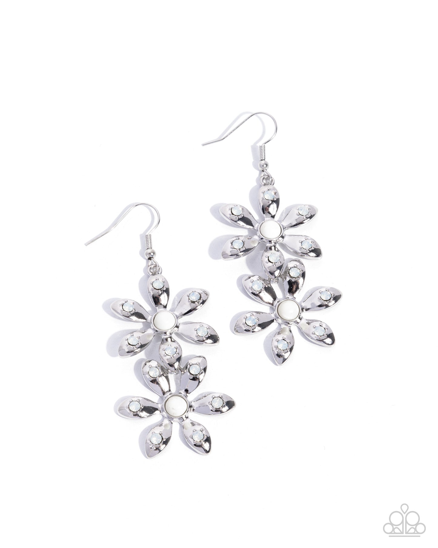 Fabulous Florals White Earrings - Jewelry by Bretta