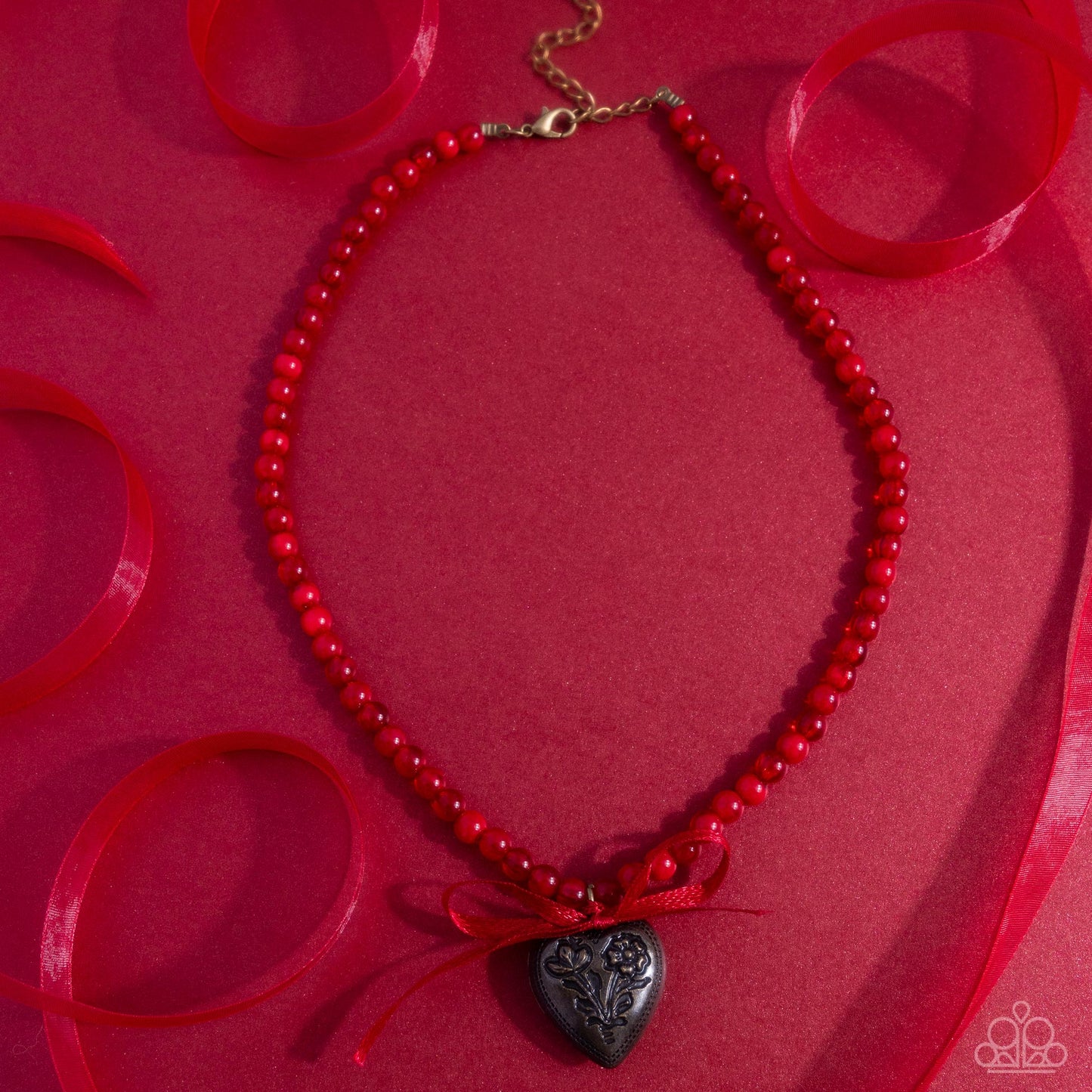 Tasteful Trimming Red Heart Necklace - Jewelry by Bretta