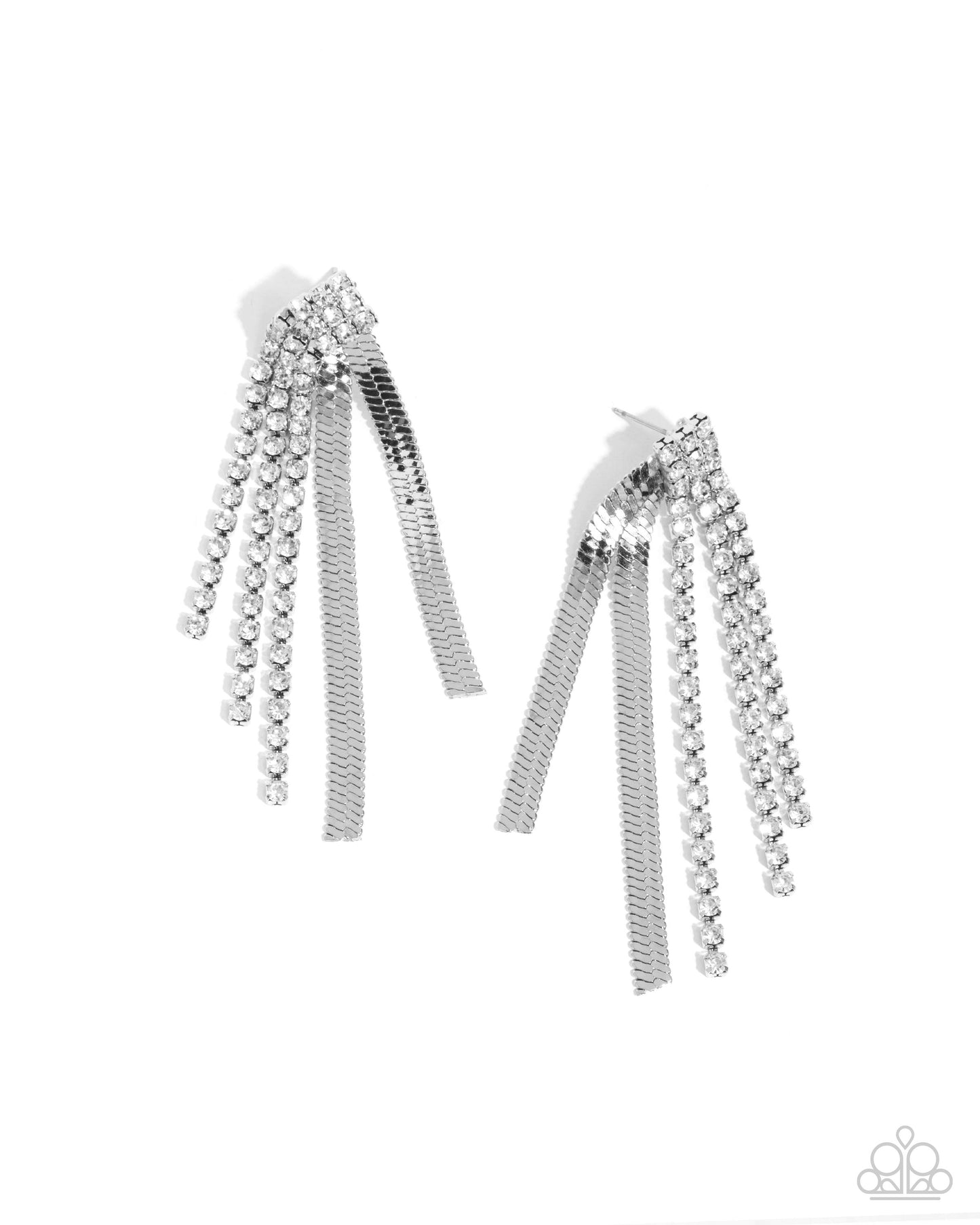 Dramatic Downpour White Earrings - Jewelry by Bretta