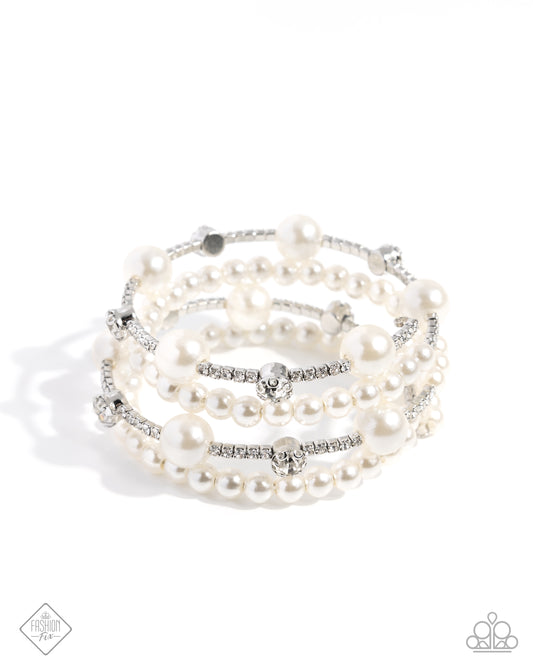 Adorably Amiable White Coil Bracelet - Jewelry by Bretta