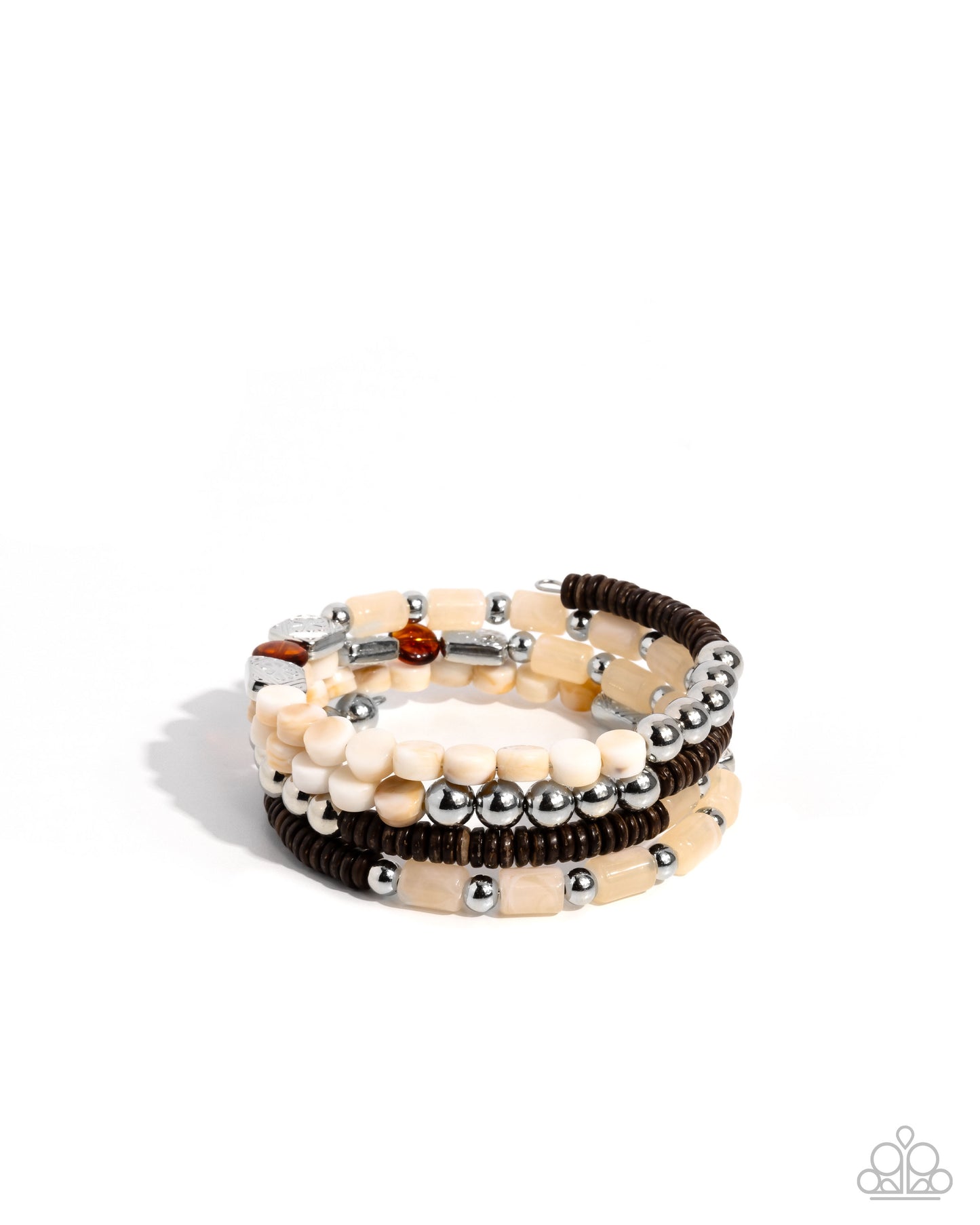 Set of beaded bracelets on a white background