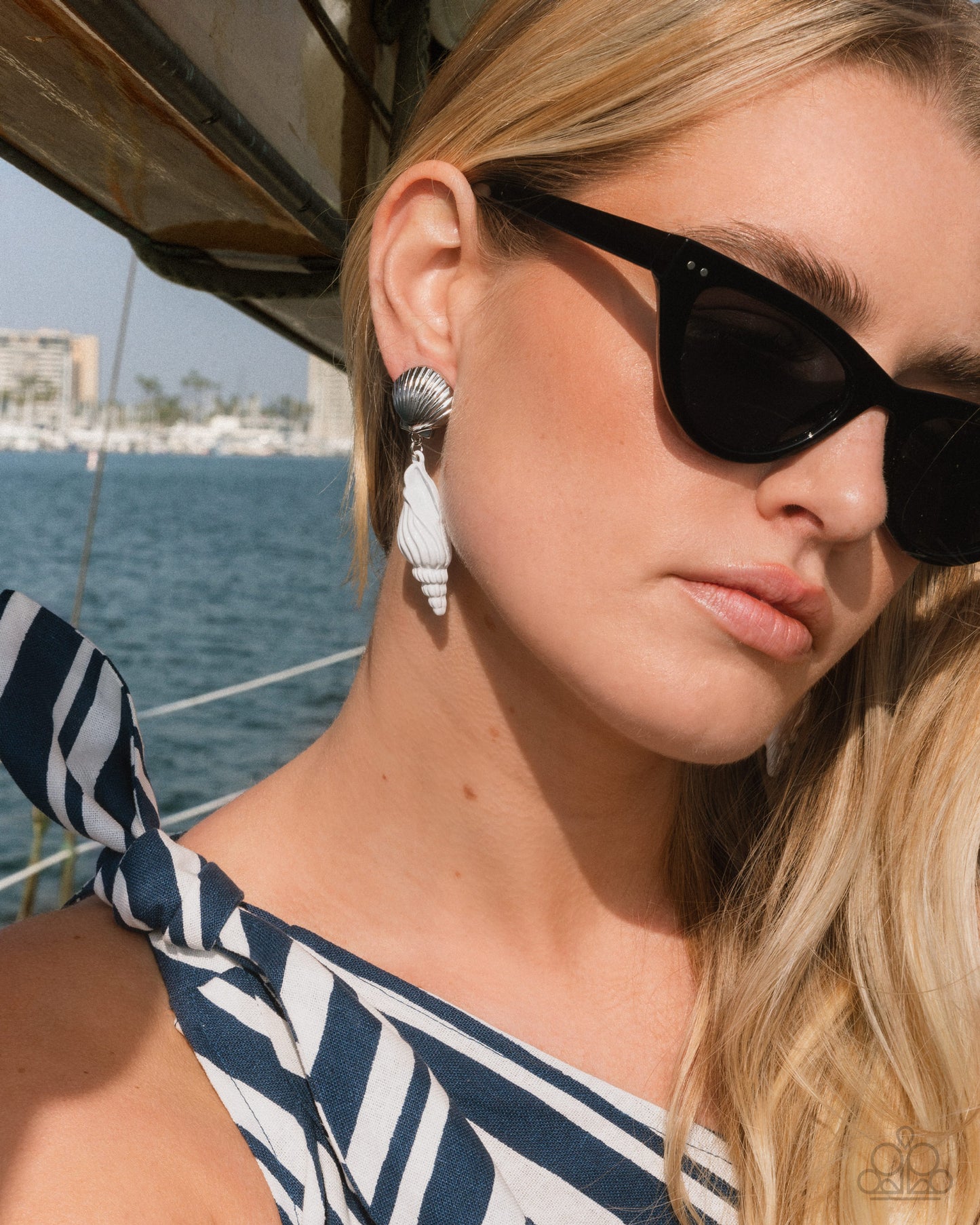 Coastal Collage White Earrings - Jewelry by Bretta