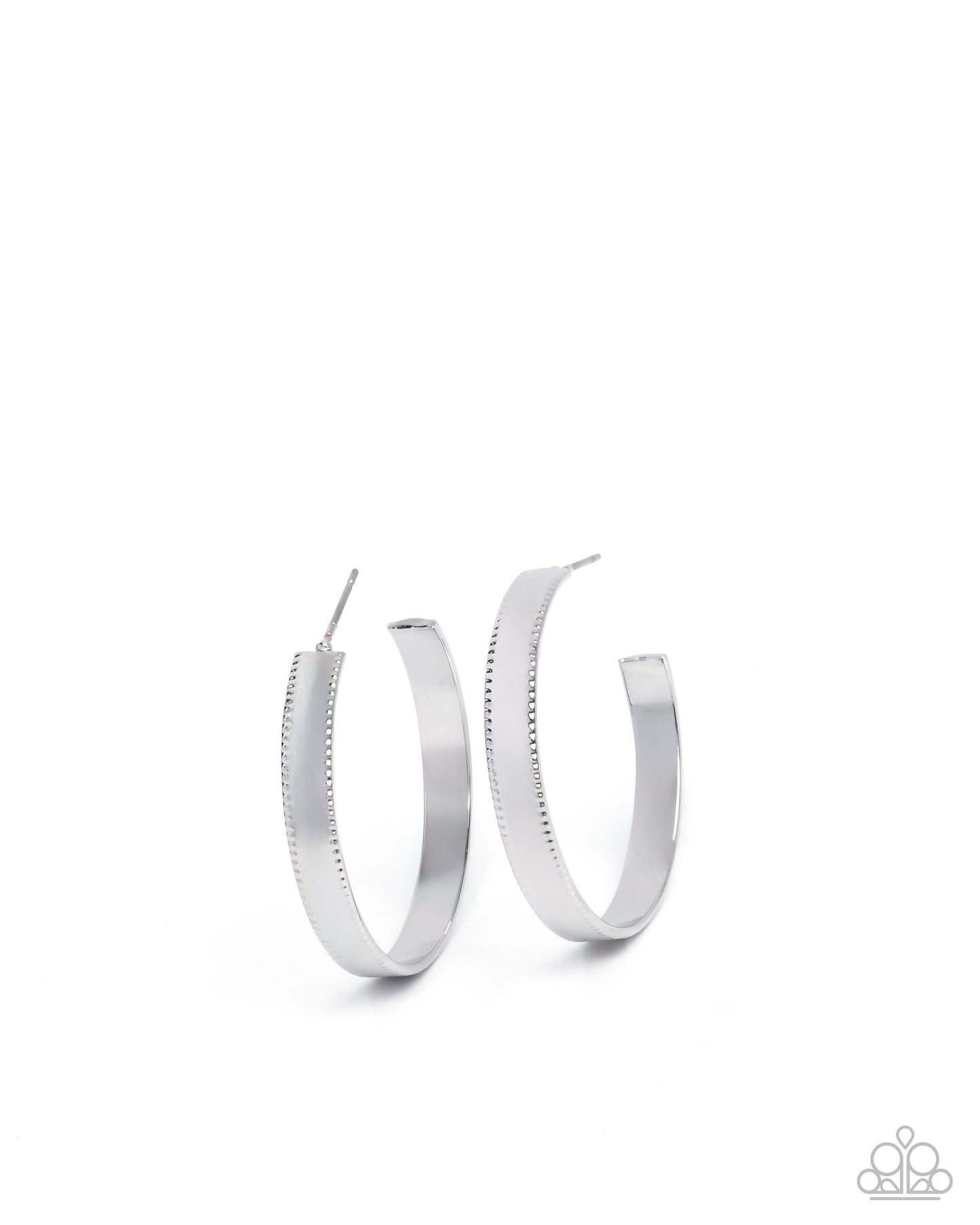 Silver hoop earrings on a white background