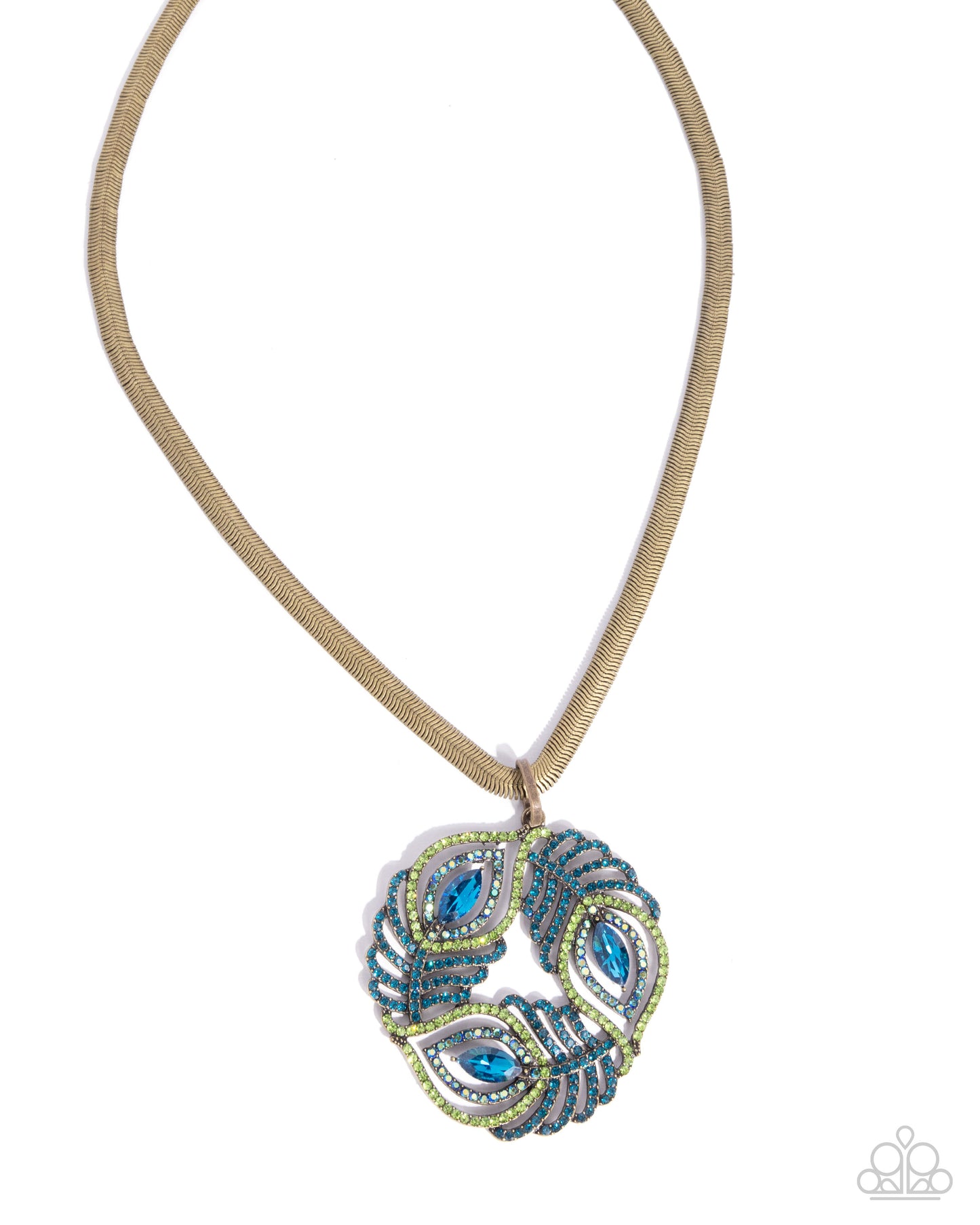 Peacock Patchwork Brass Necklace - Jewelry by Bretta