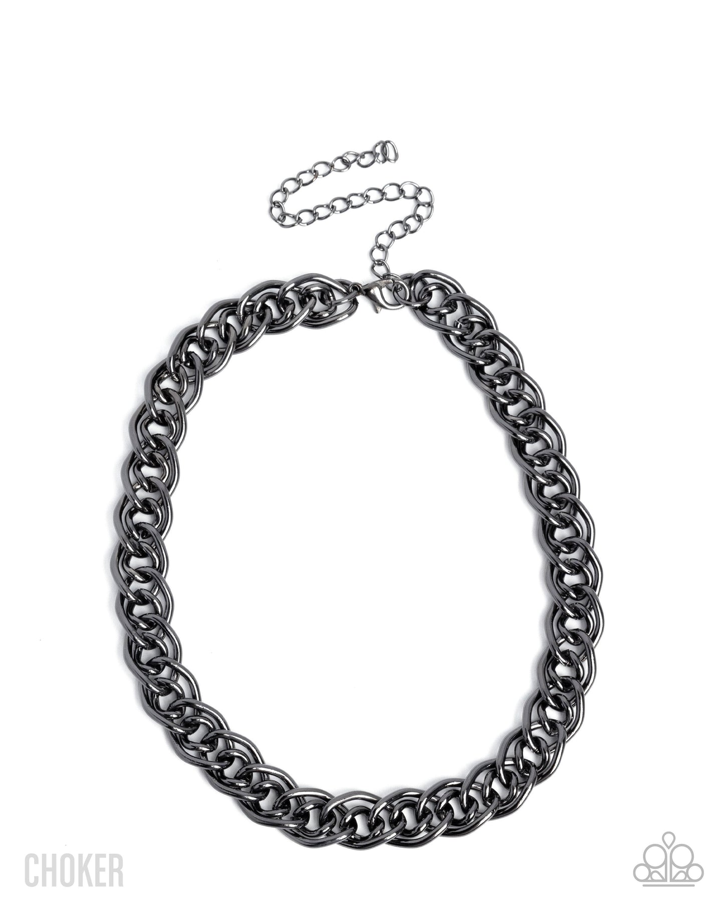 Black chain choker necklace on a white background