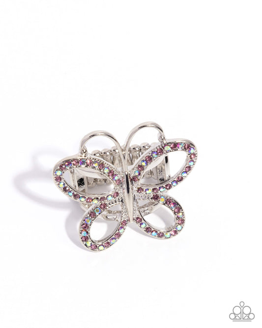 Wide-Eyed Whimsy purple butterfly stretch ring