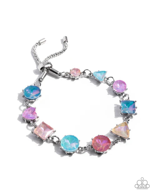 Multicolored gemstone bracelet on a white background