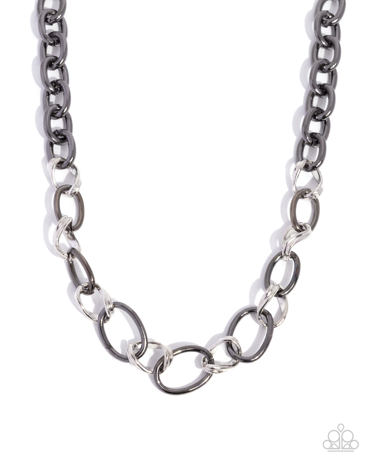 Silver chain necklace on a white background