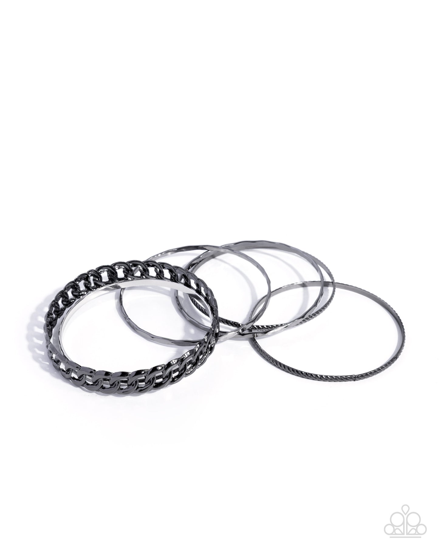 Set of silver rings on a white background
