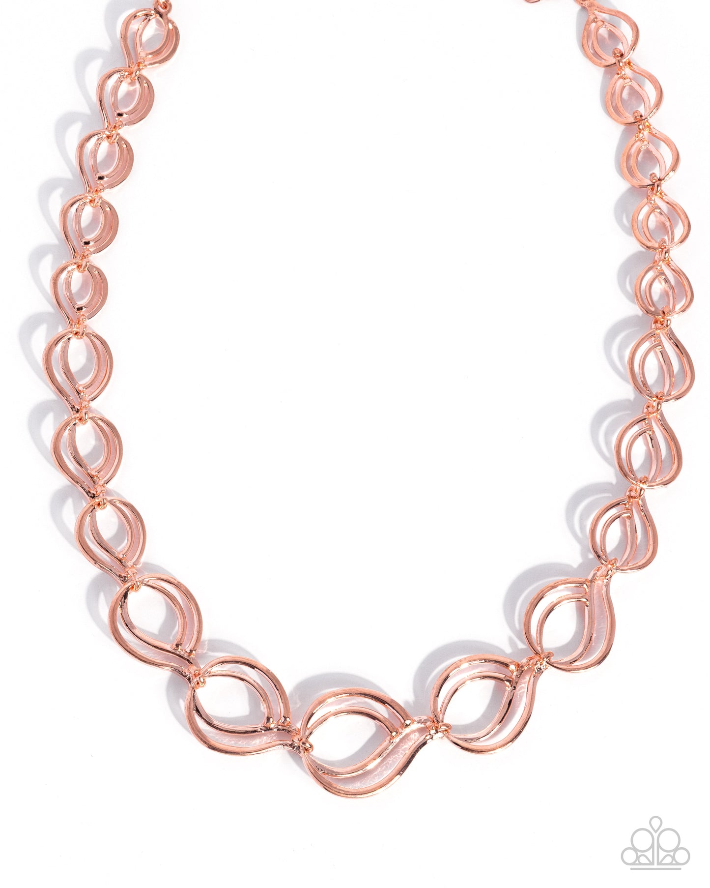 Rose gold chain necklace on a white background