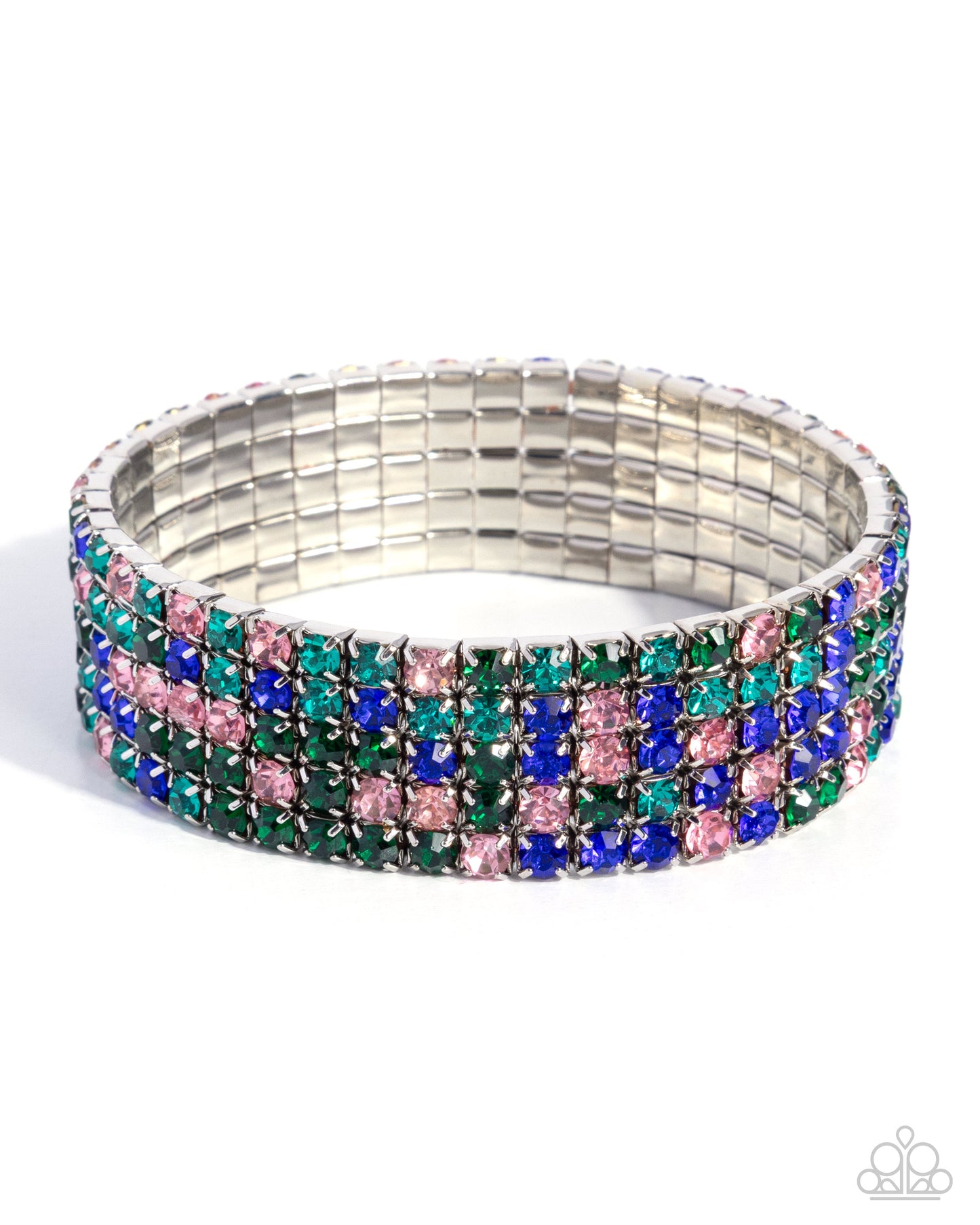 Multicolored beaded bracelet on a white background