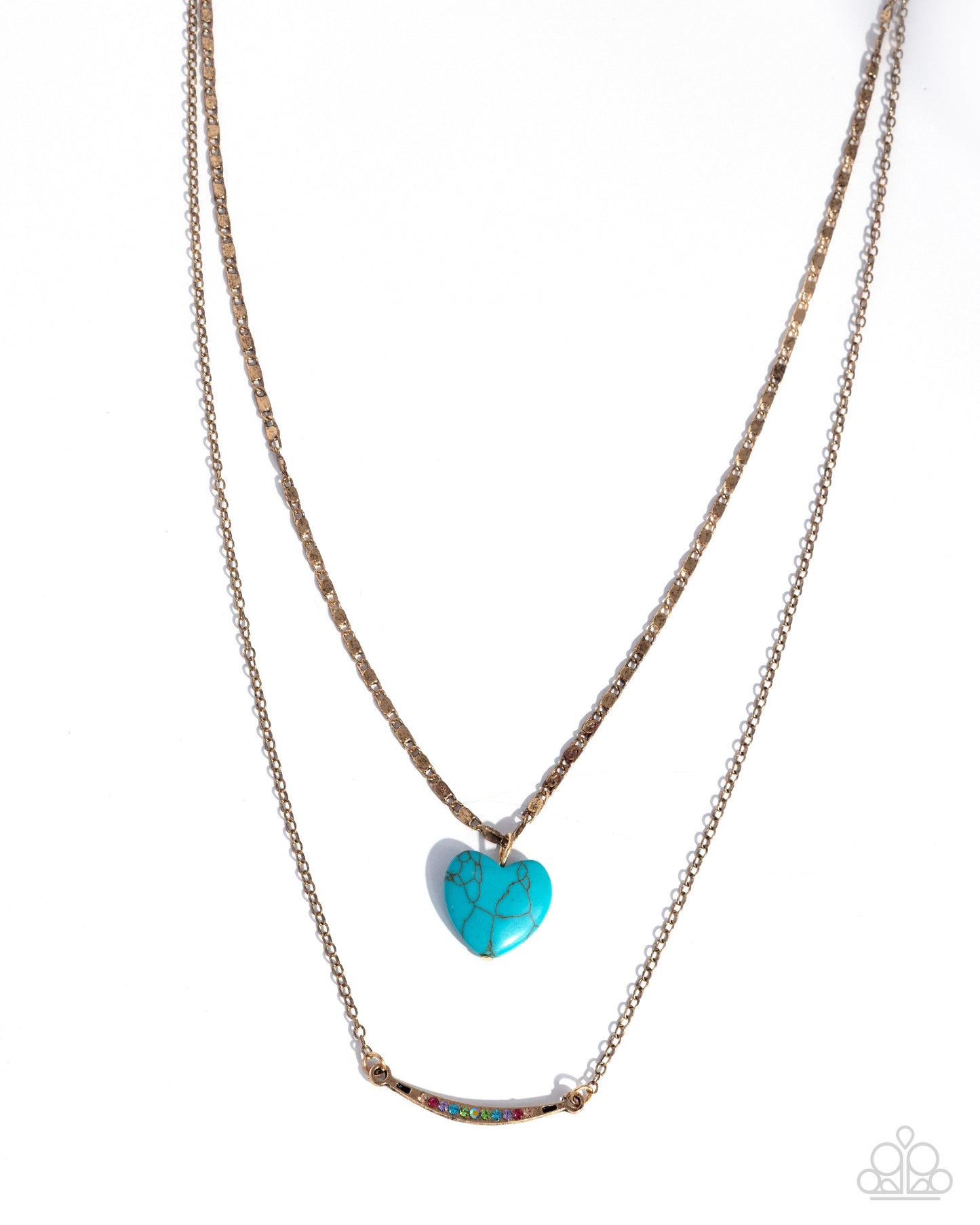 Necklace with turquoise heart pendant on a white background