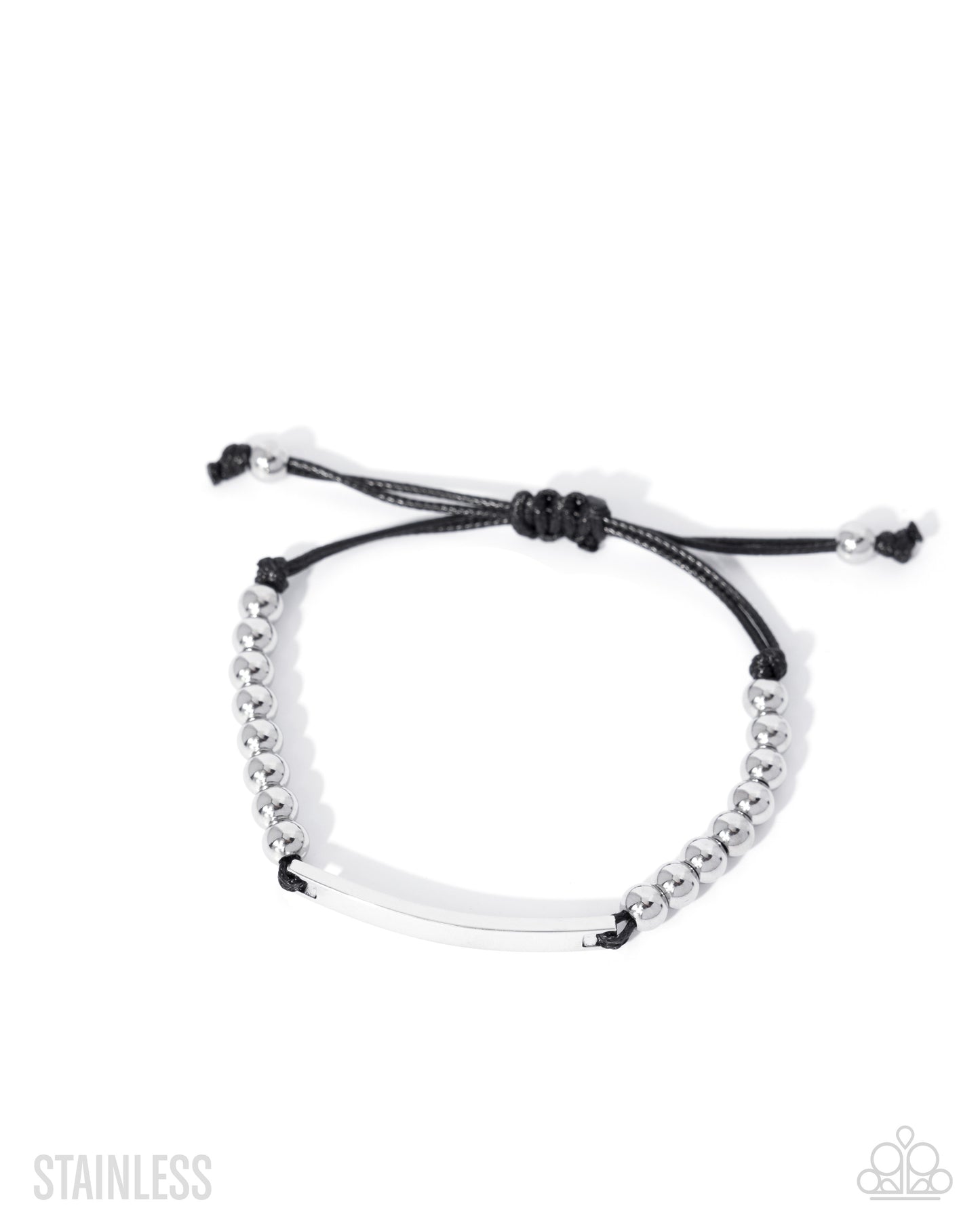 Black and white beaded bracelet on a white background