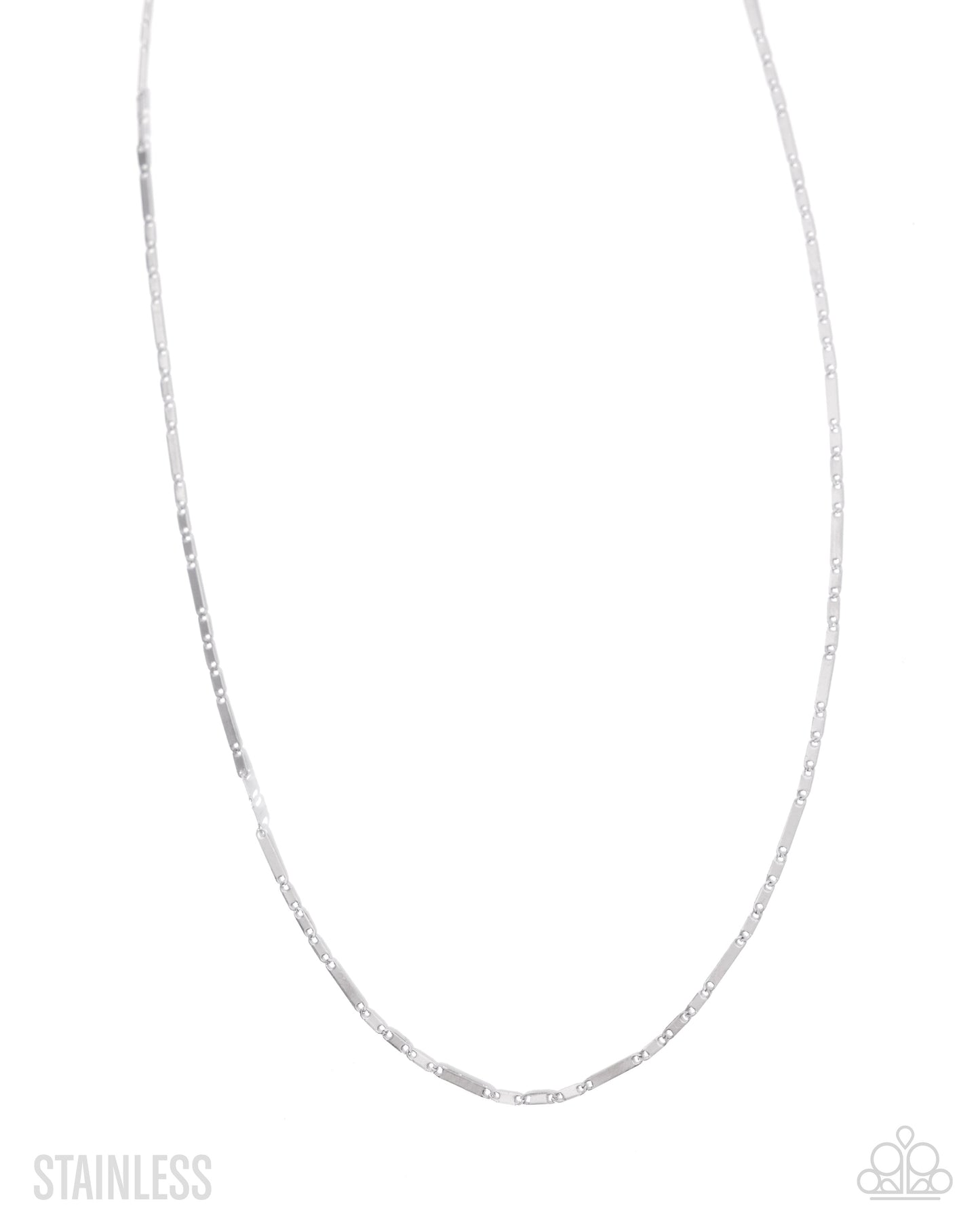 Silver chain necklace on a white background
