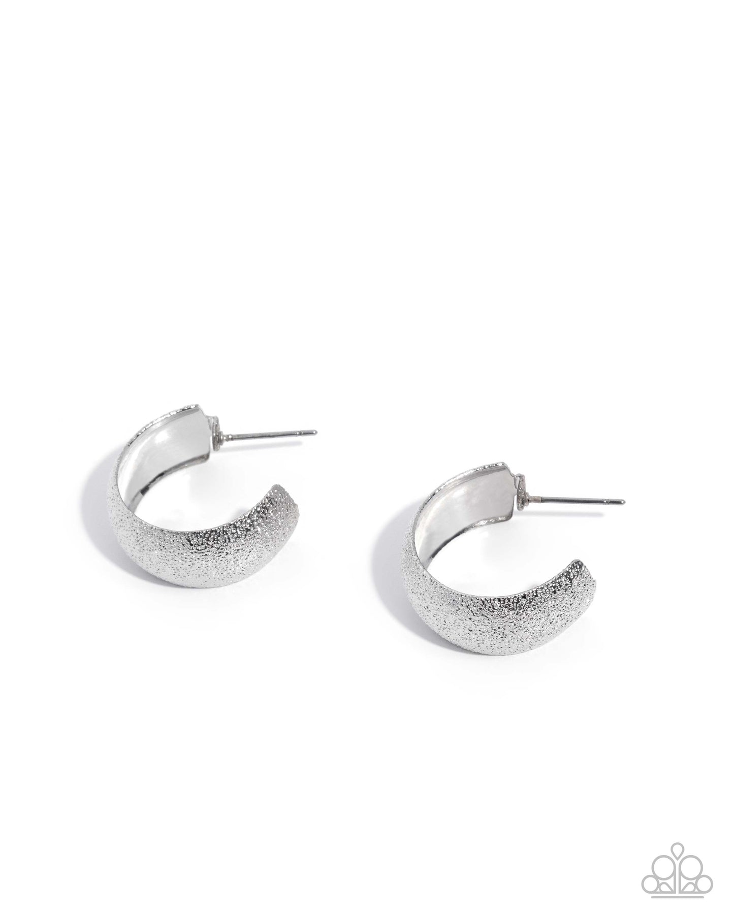 Silver hoop earrings on a white background