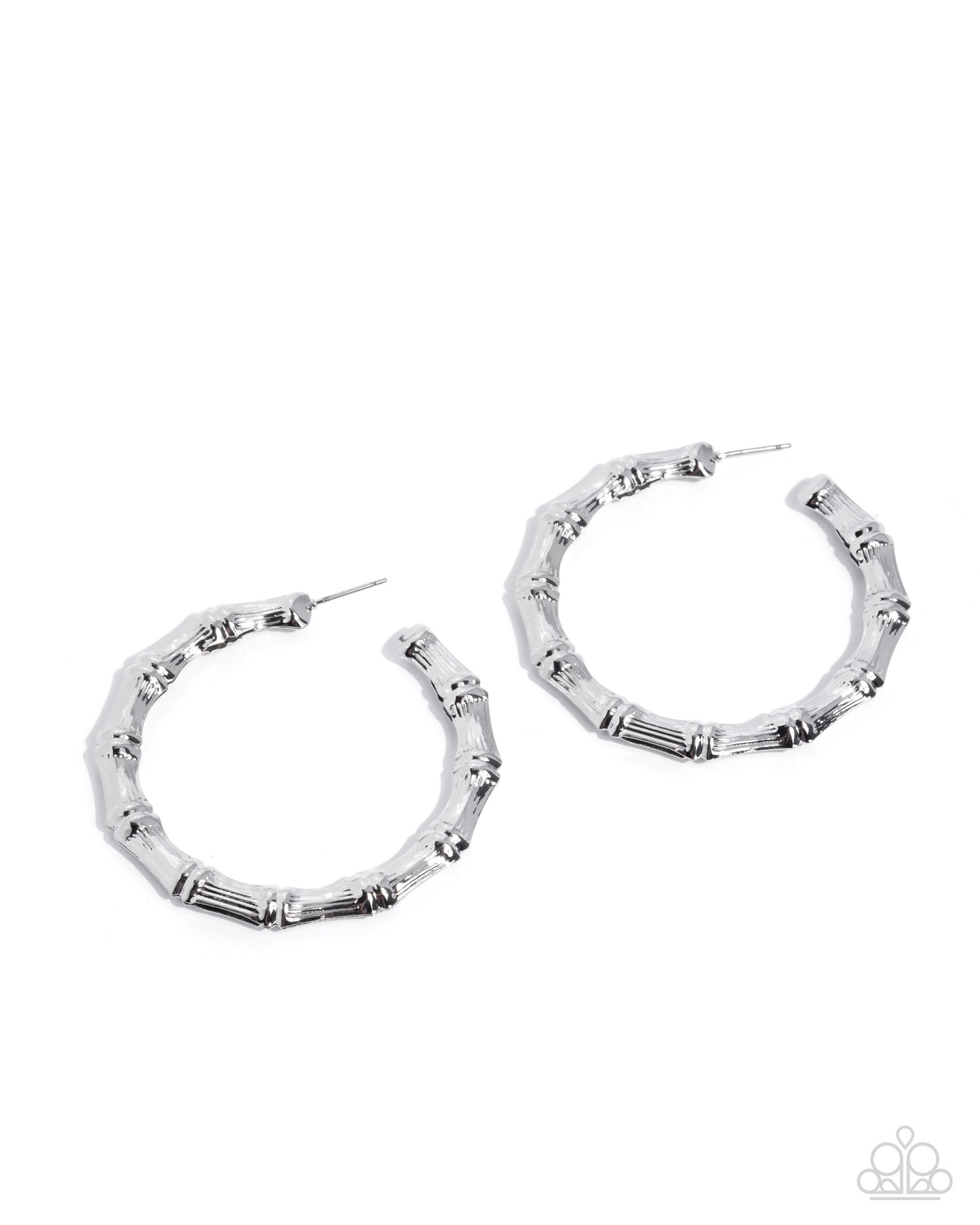 Silver hoop earrings on a white background