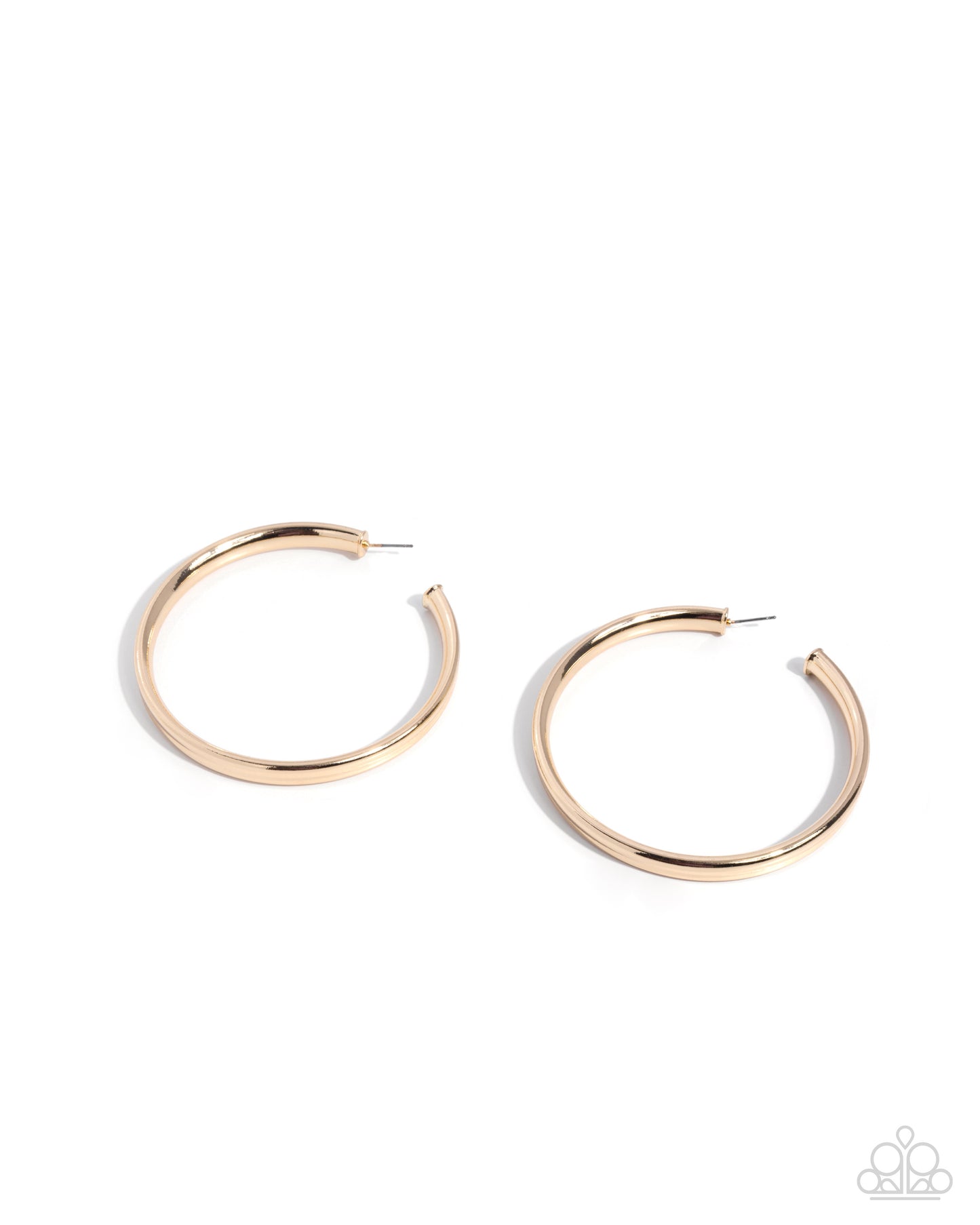 Gold hoop earrings on a white background