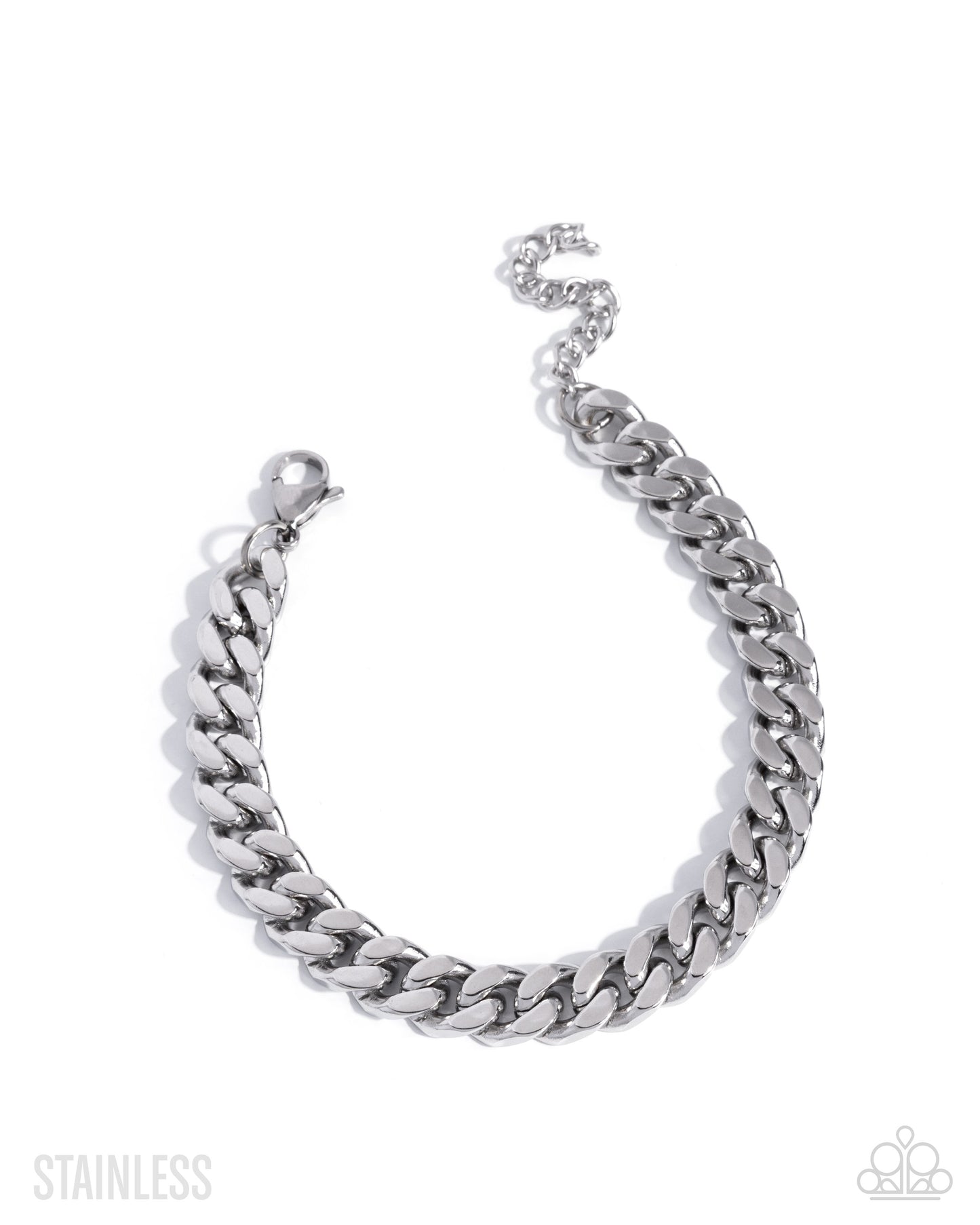 Silver chain bracelet on a white background