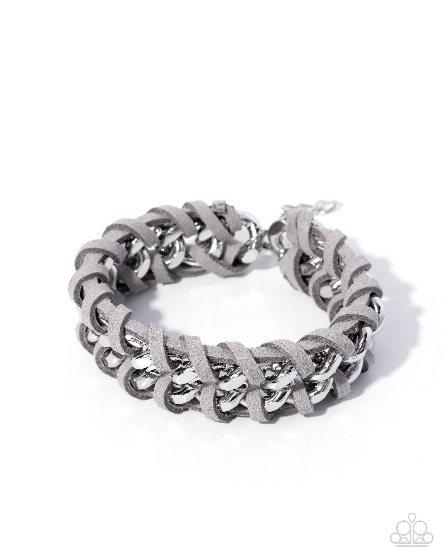 Silver chain bracelet on a white background