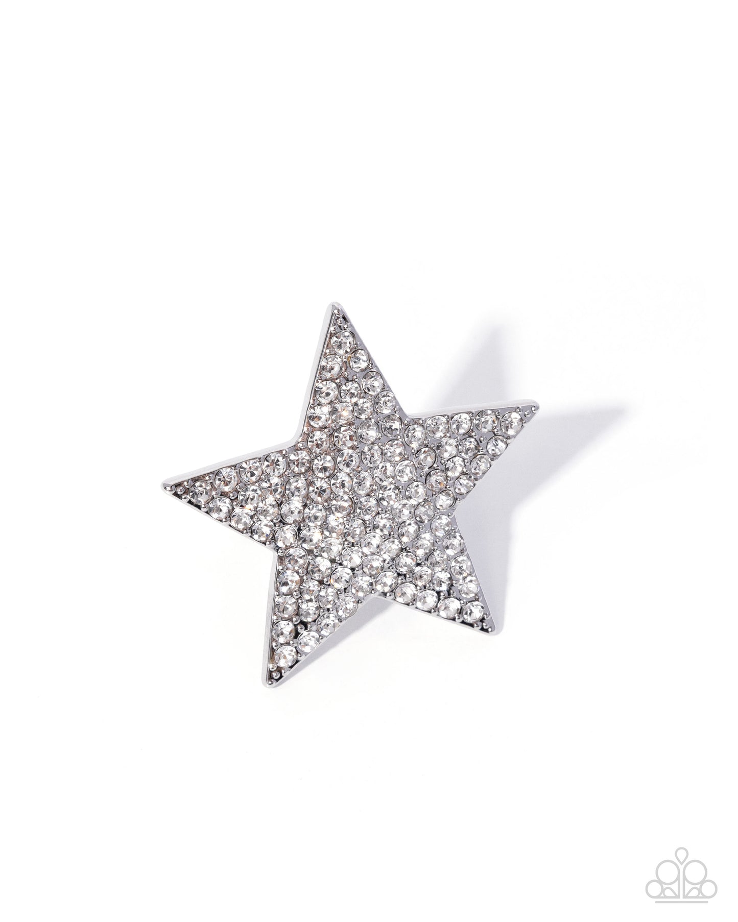 Star-shaped earring with clear stones on a white background