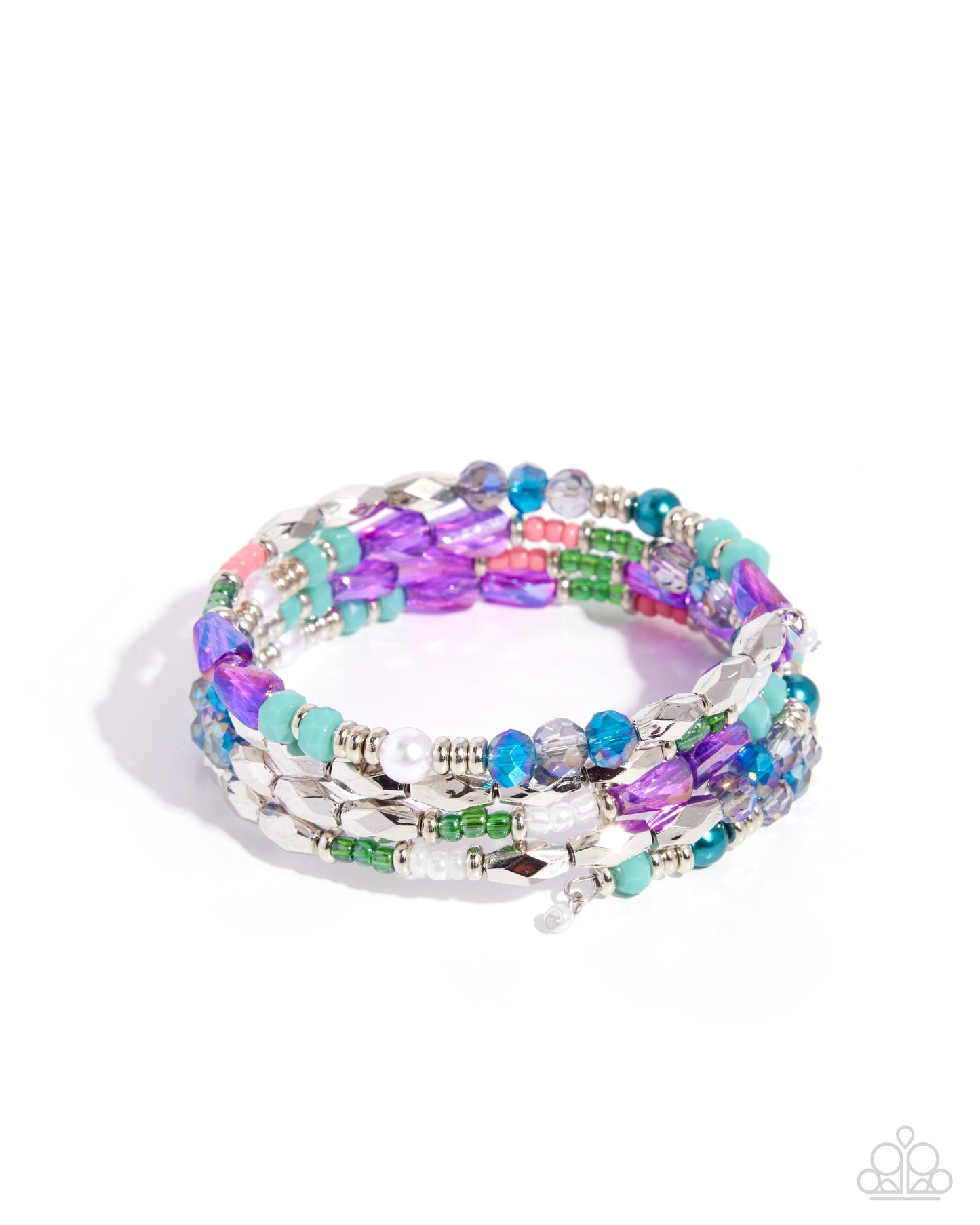 Multicolored beaded bracelet on a white background
