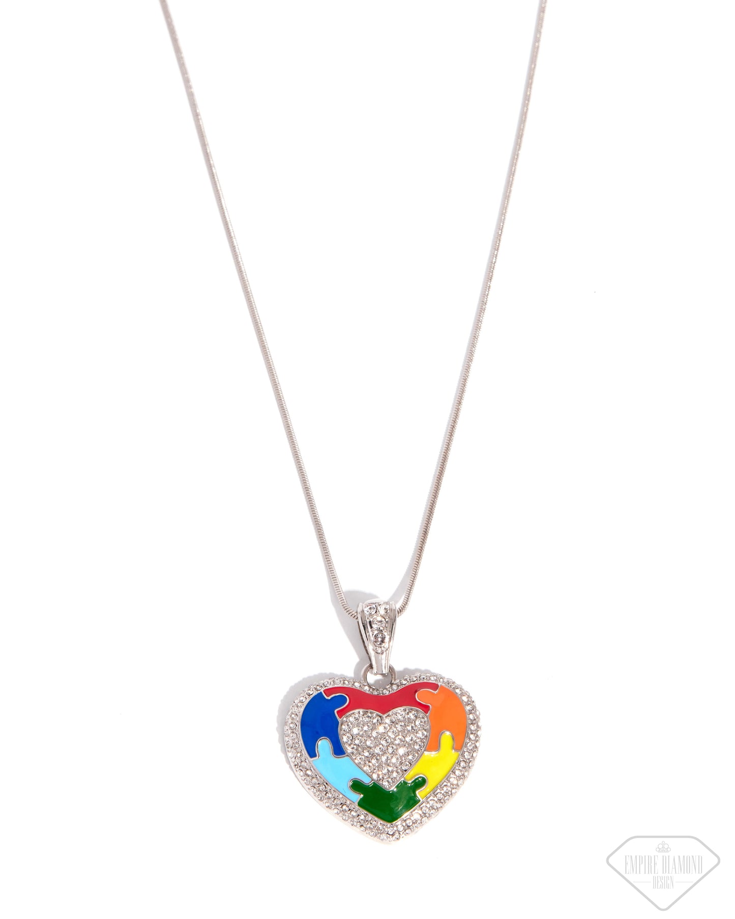 Puzzling Parallel multicolor puzzle heart necklace by Jewelry by Bretta