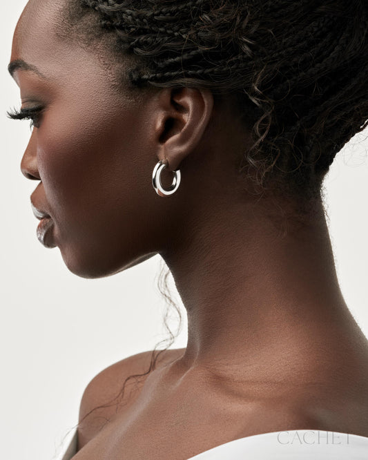 Pacifique silver tone rhodium hoop earrings by Jewelry by Bretta