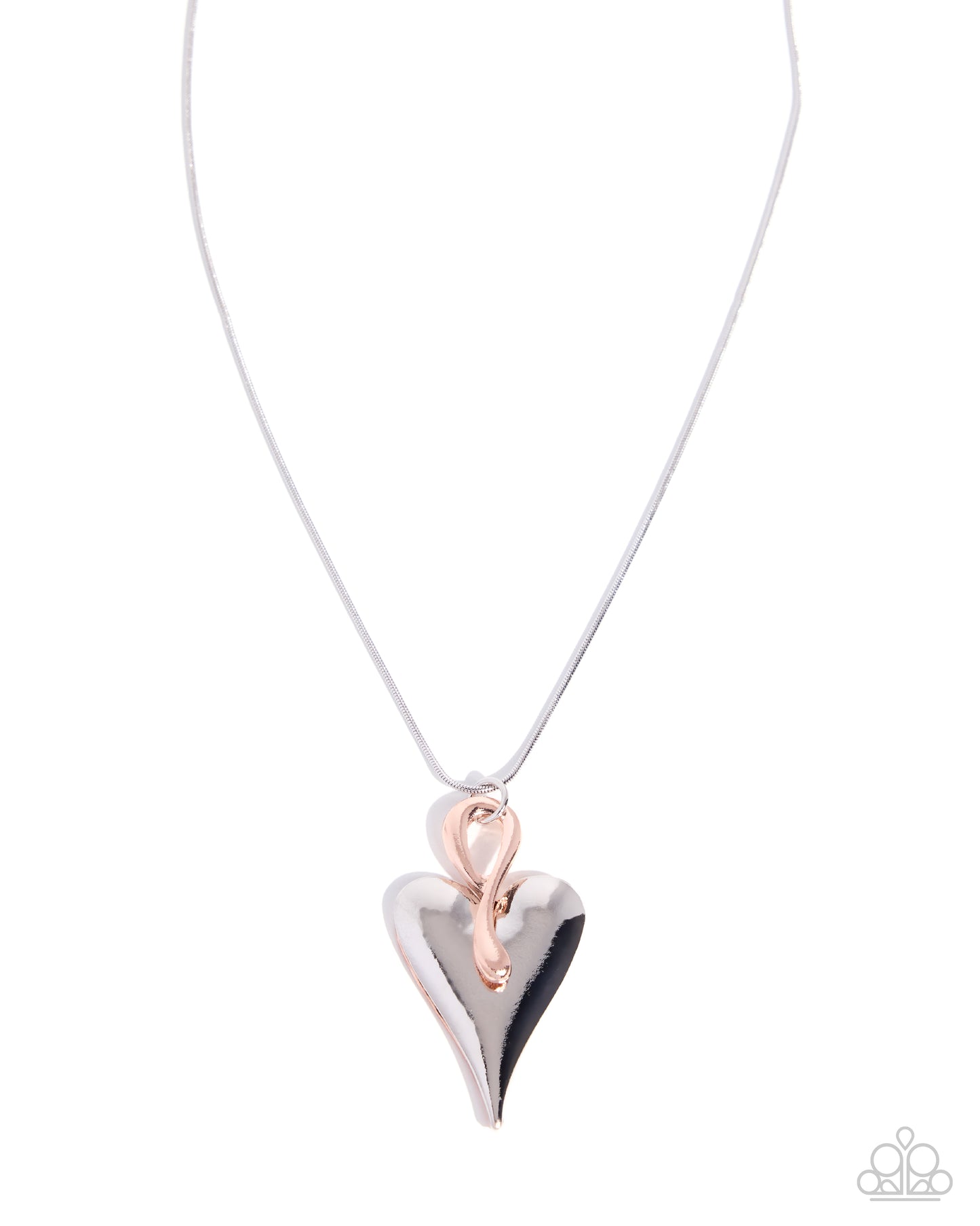 Necklace with a heart-shaped pendant on a white background