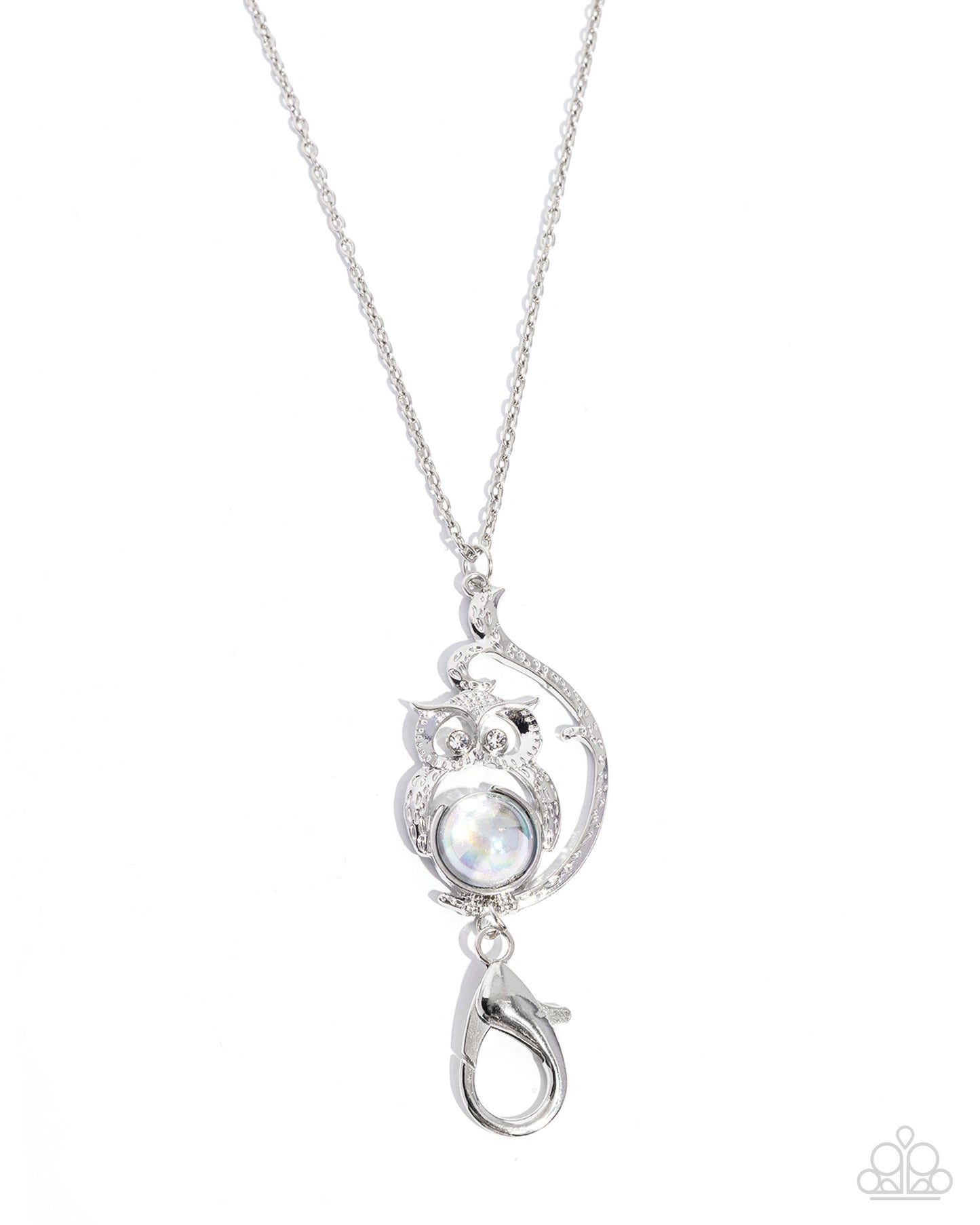 Silver necklace with a pendant on a white background