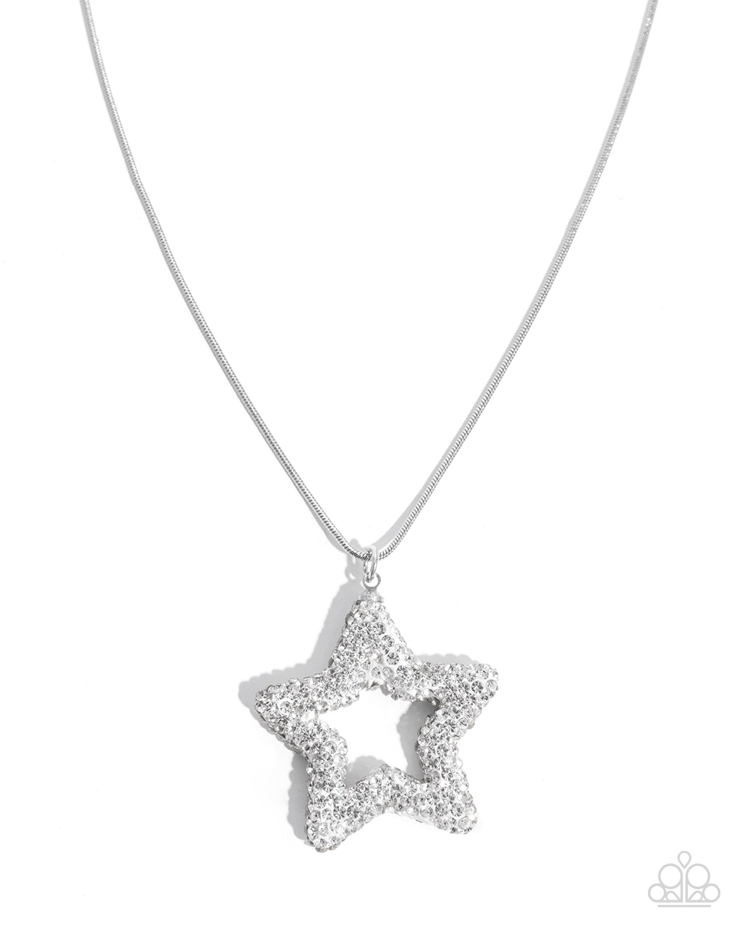 Star-shaped silver pendant on a white background