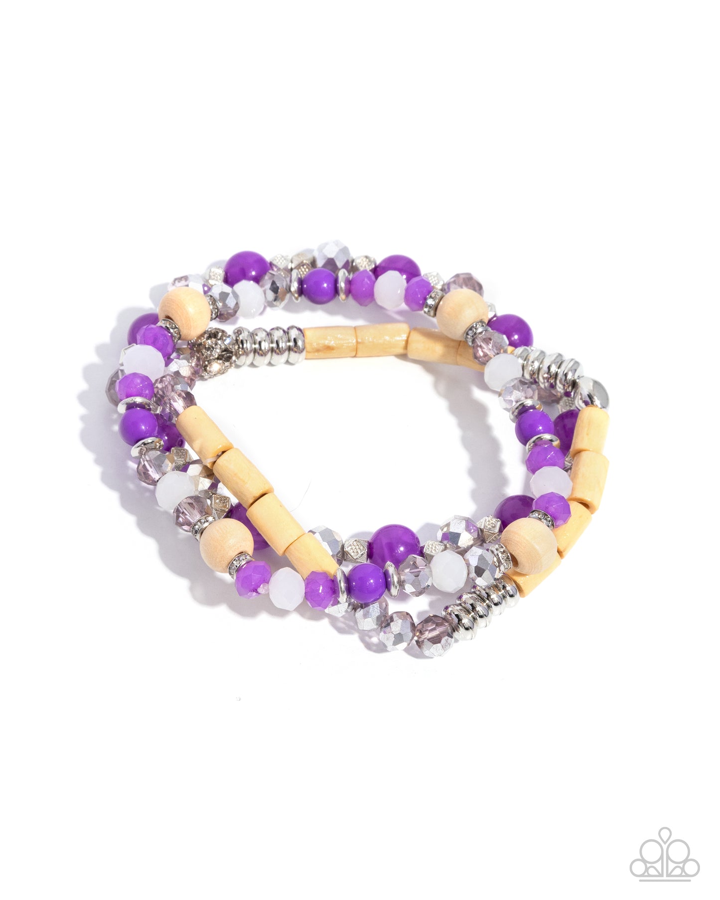 Stack of colorful beaded bracelets on a white background