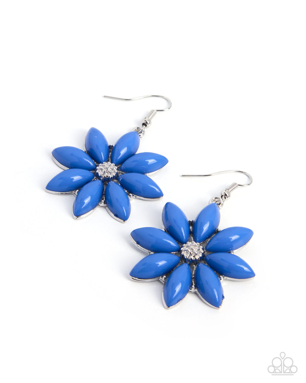 Blossoming Debut - Blue Flower Earrings by Paparazzi Accessories at Jewelry by Bretta