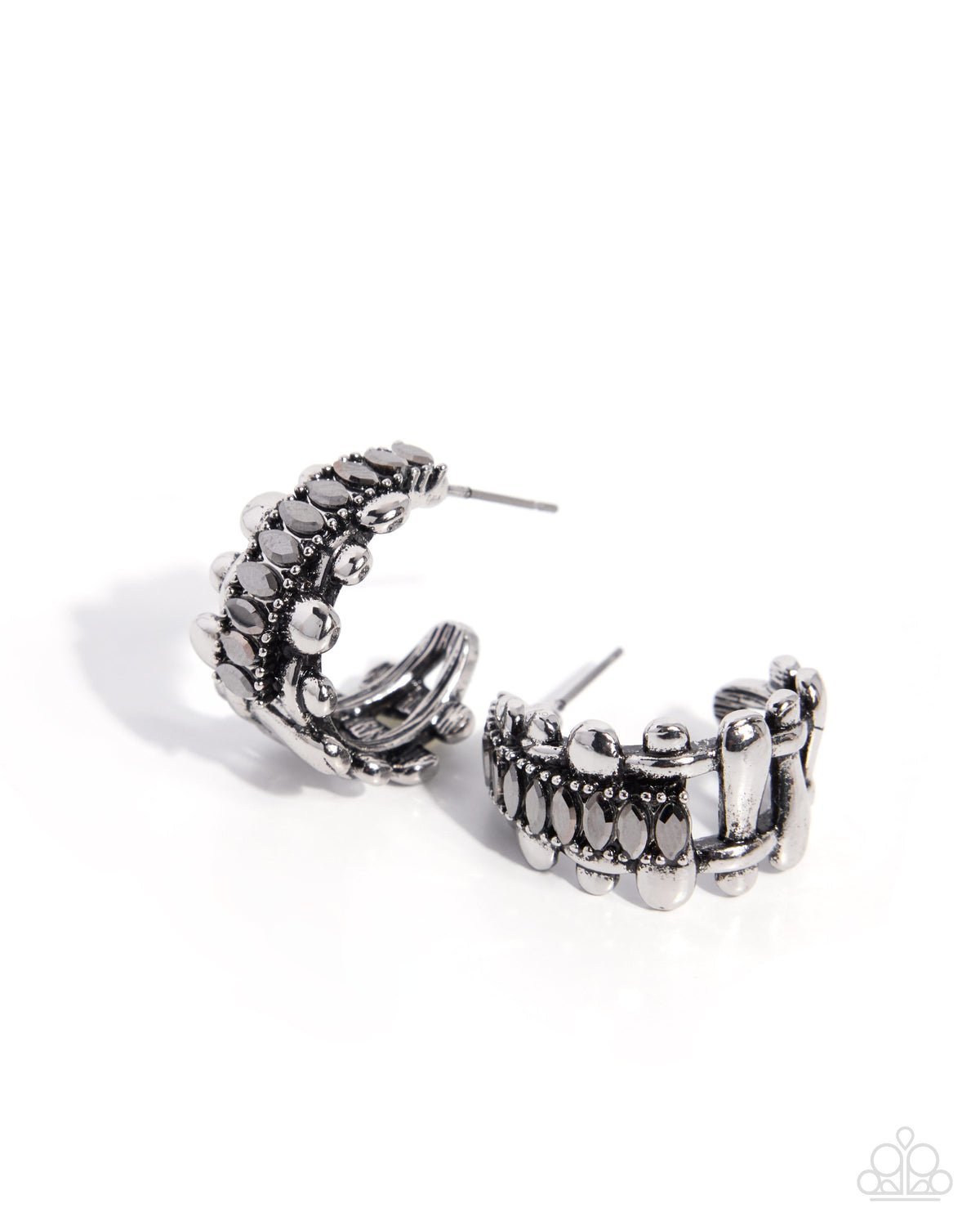 Incredible Industry silver hematite hoop earrings by Paparazzi Accessories at Jewelry by Bretta - product photo 1