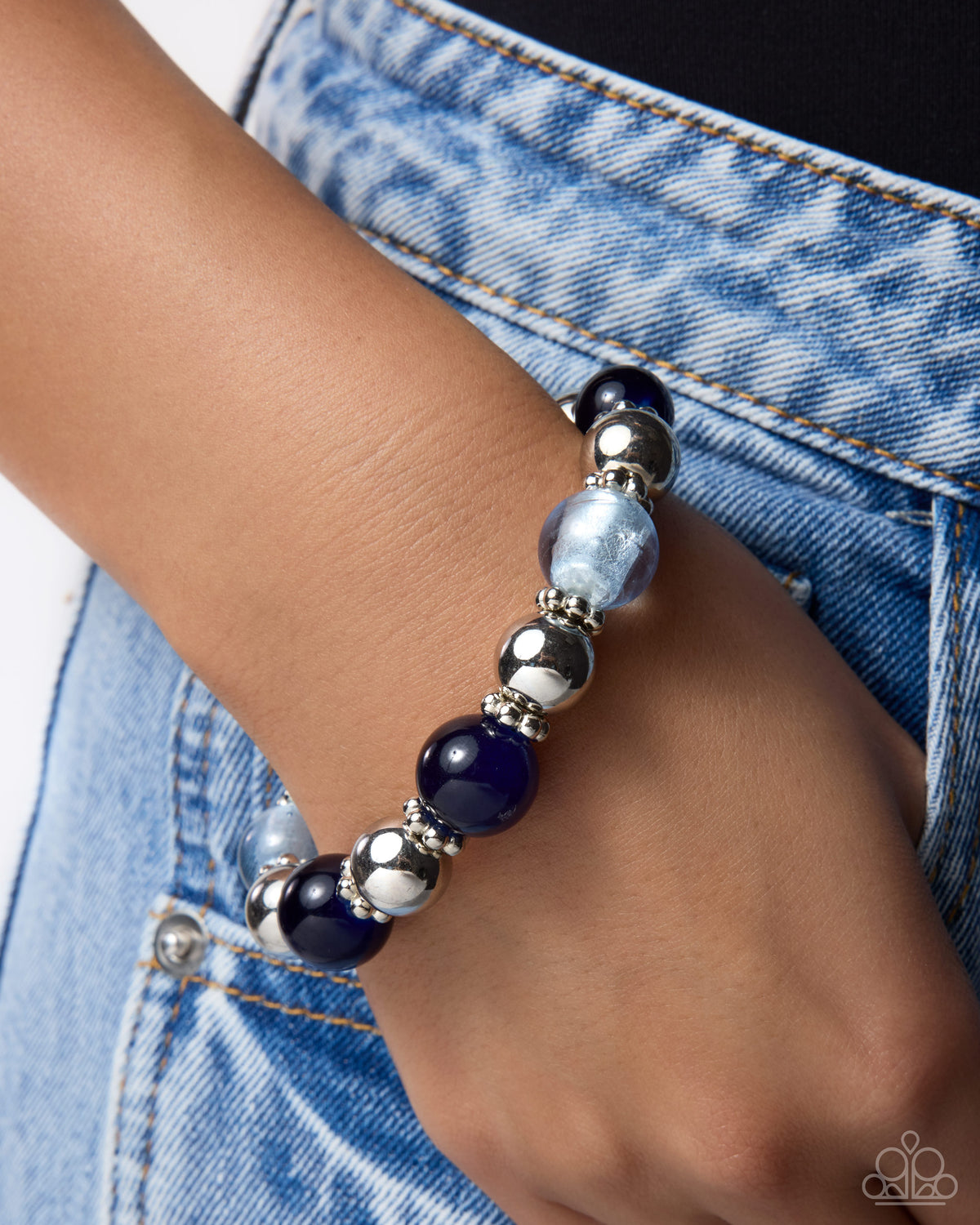 Clear Conviction blue cat's eye bead bracelet by Paparazzi Accessories