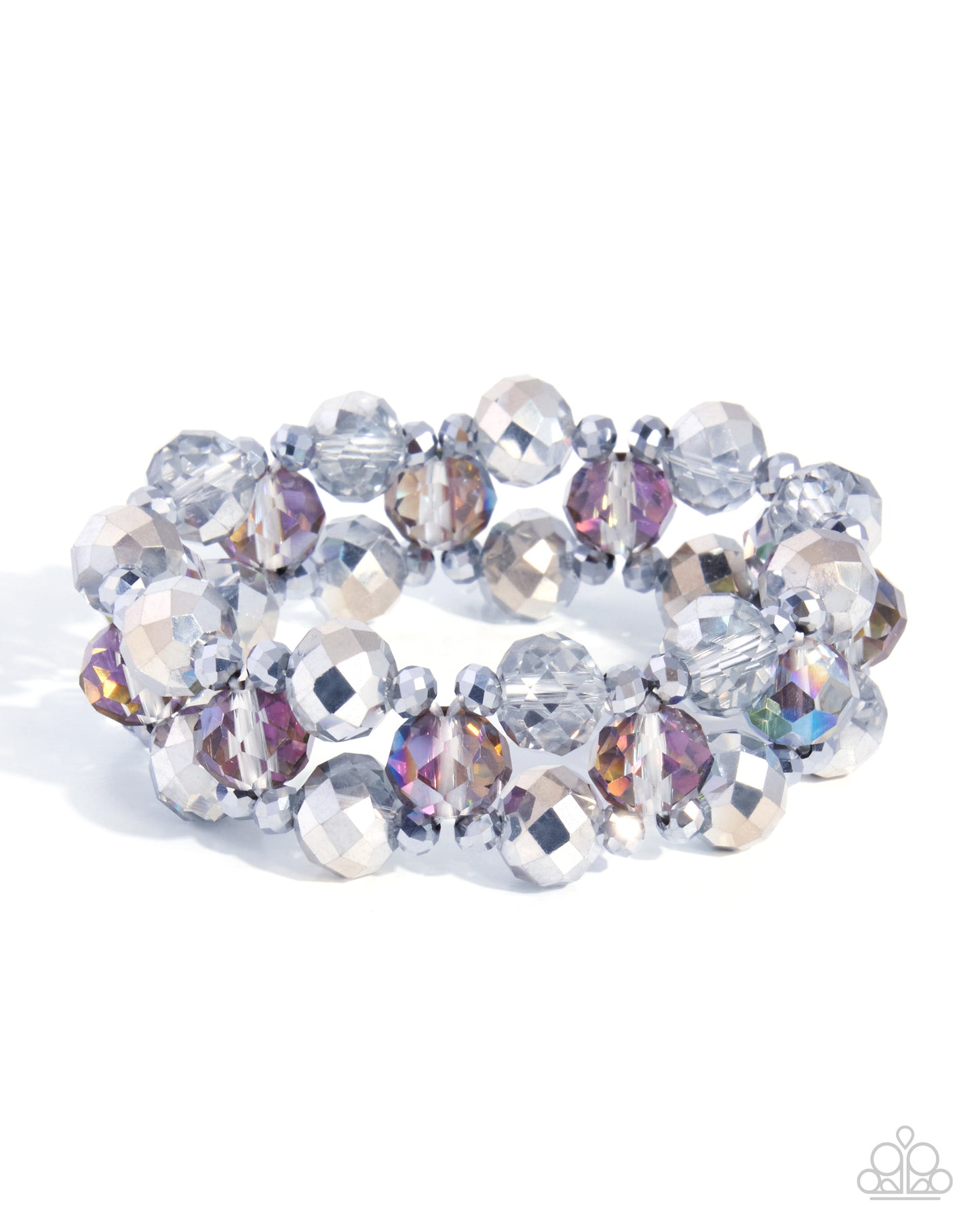 Seizing the Moment silver stretch bracelet with clear faceted gems | Jewelry by Bretta