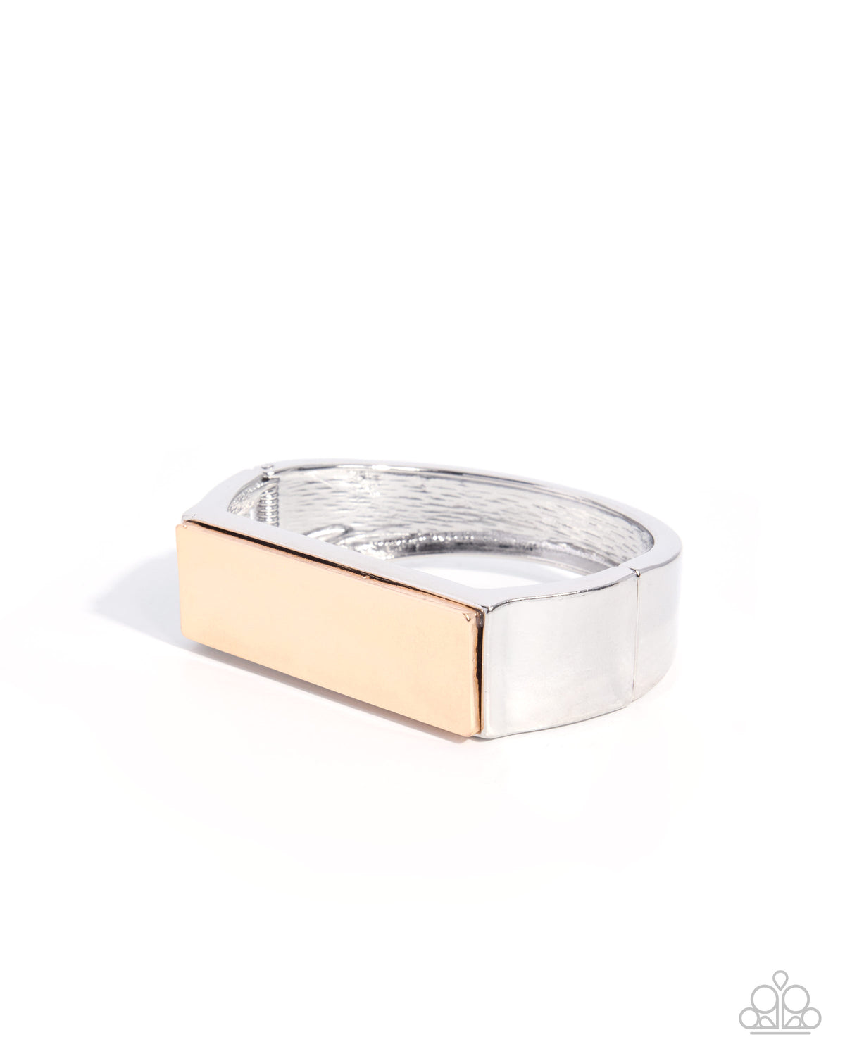 Rectangular Ruling - Silver and Gold Hinged Bracelet by Paparazzi Accessories - Jewelry by Bretta - photo 1