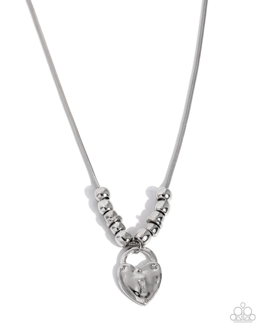 Genuine Grace Silver Heart Padlock Necklace by Jewelry by Bretta - front view