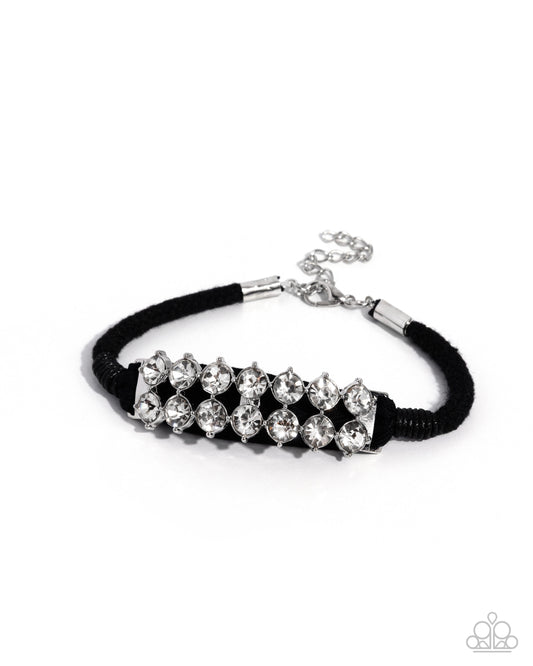 Simply Striking - Black Rhinestone Cord Bracelet | Jewelry by Bretta